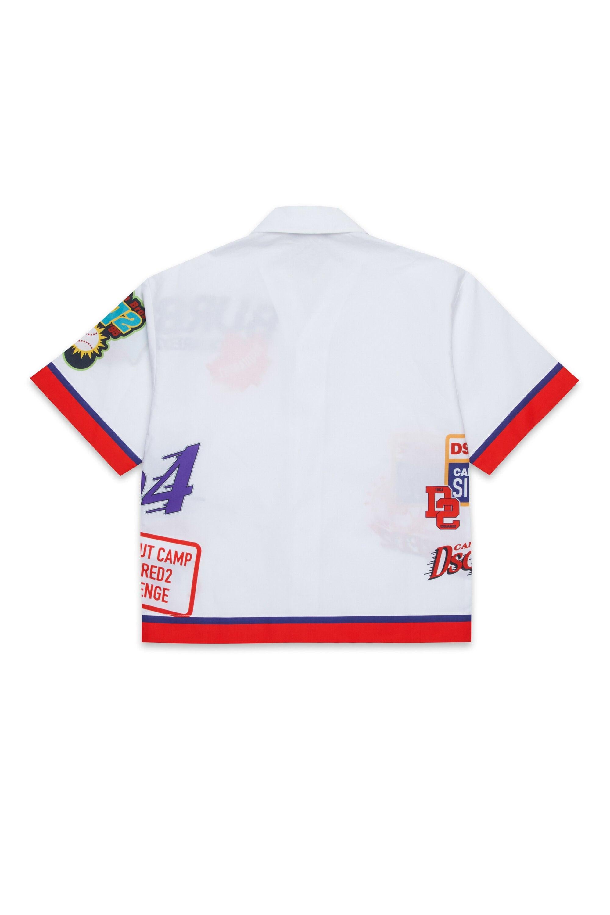 Dsquared2 Camicia bowling in popeline con grafica Urban Bianca