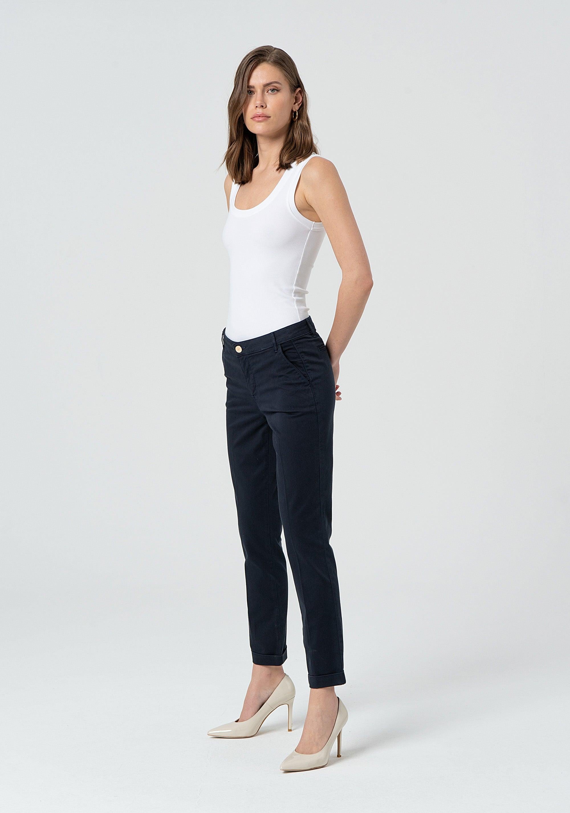 Pantalone regular in raso nero