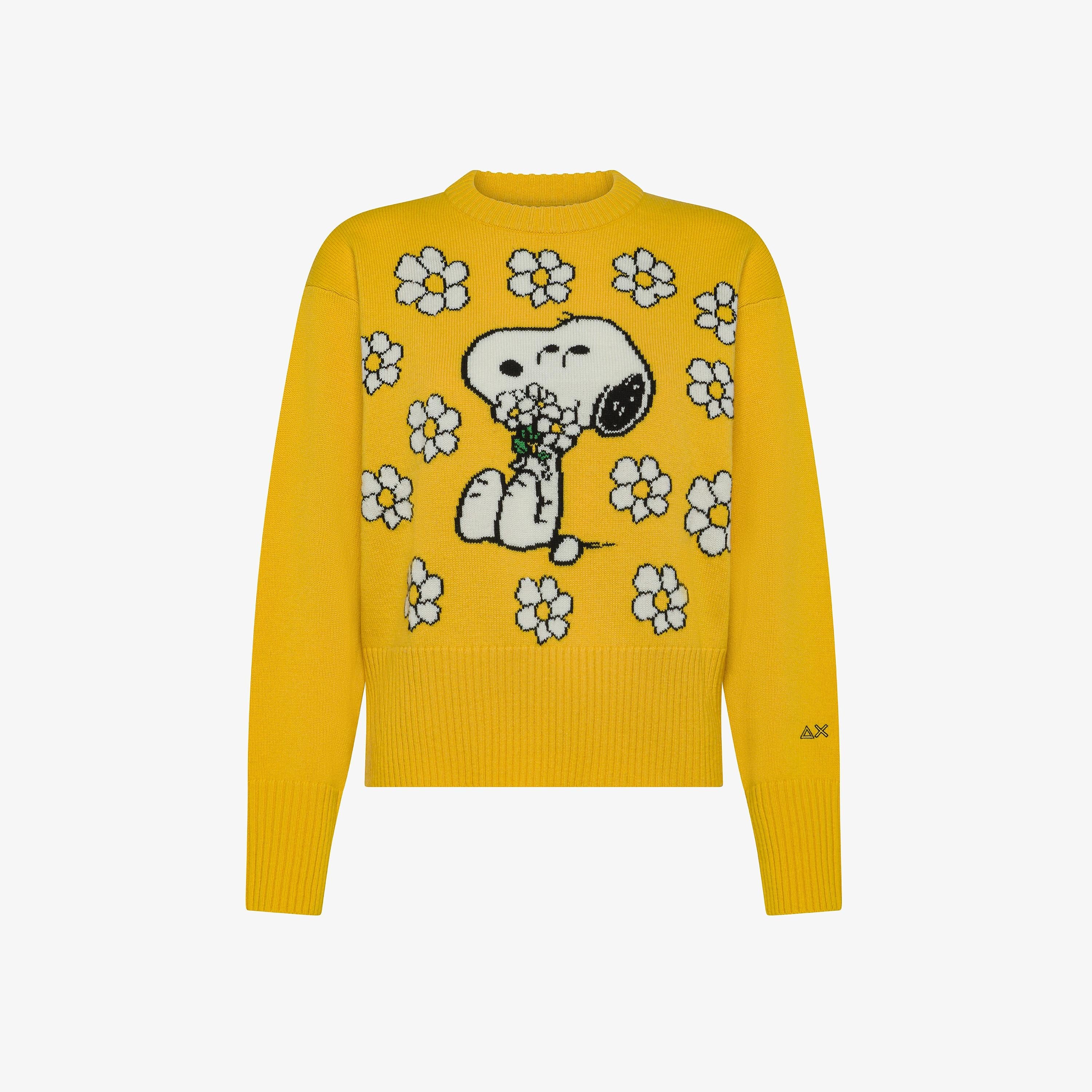 Maglia Peanuts in misto lana jacquard giallo K45281 23 SUN 68