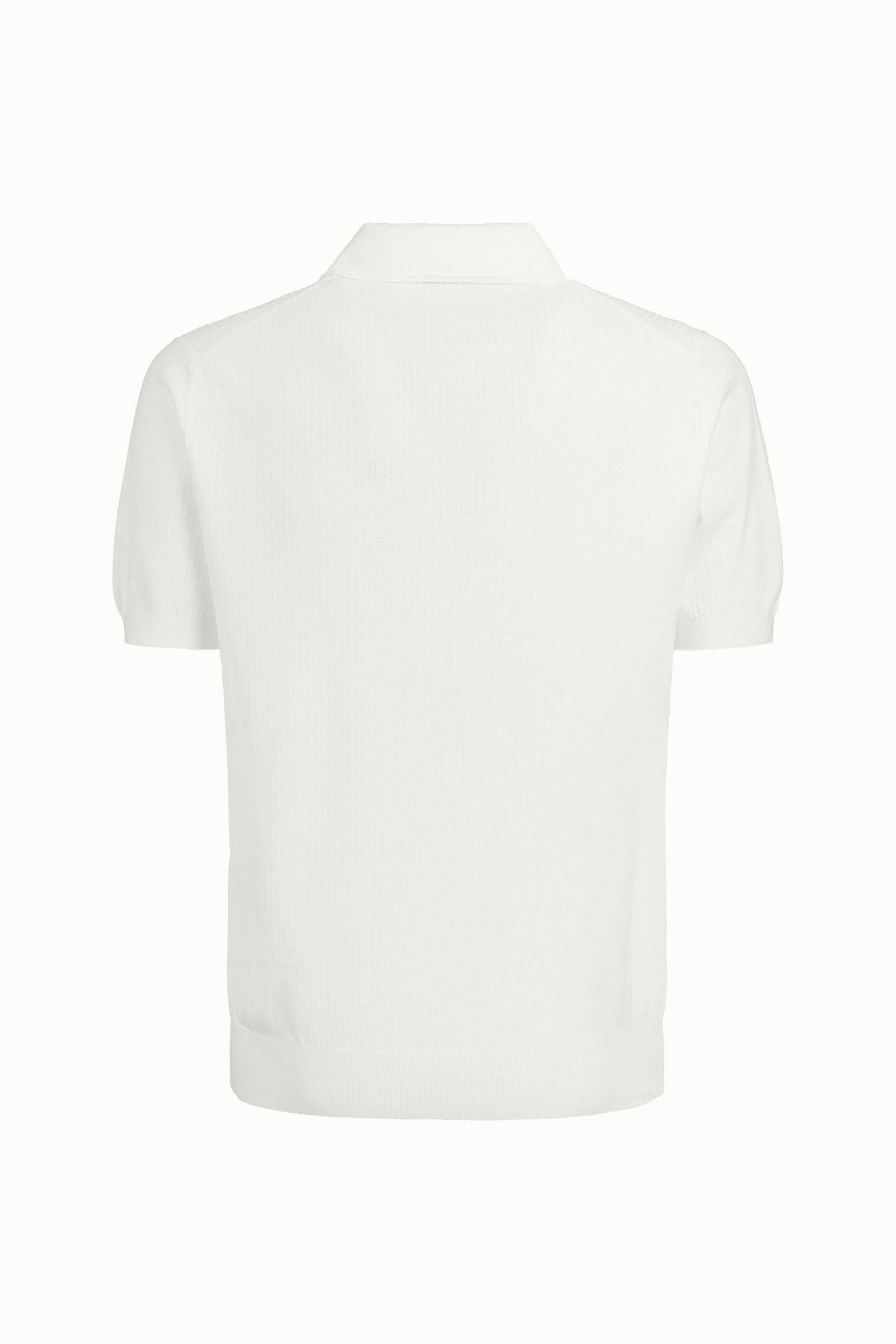 Polo a maniche corte con zip in cotone bianca
