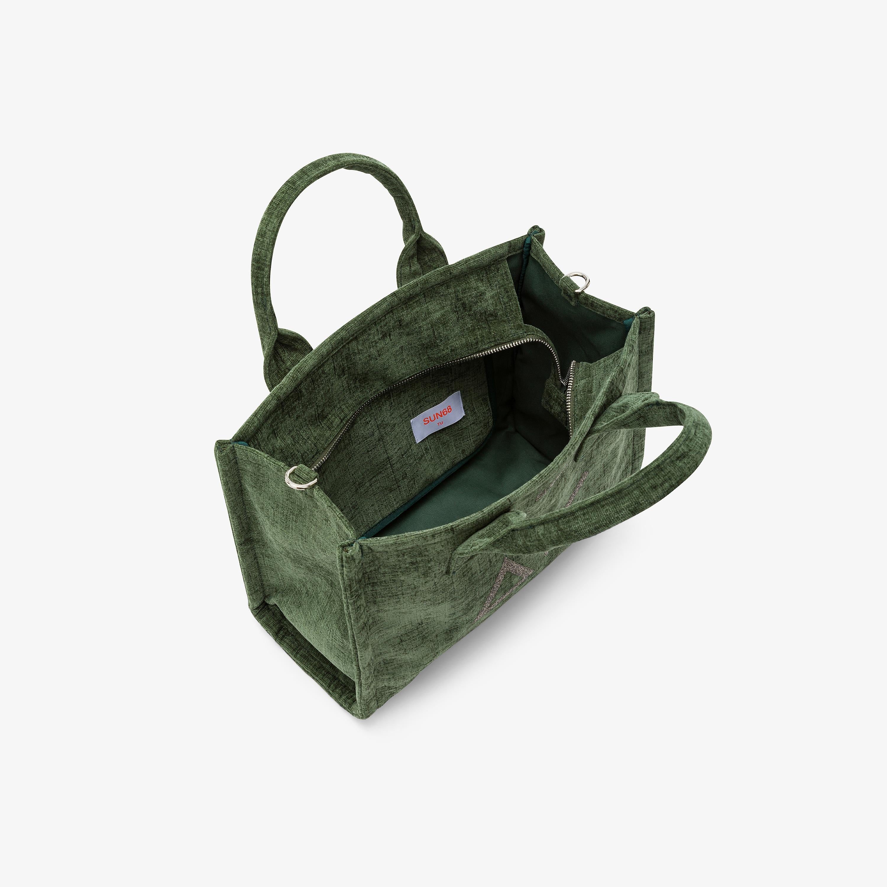 Shopping bag midi Cali in velluto verde prato X45203 88 SUN 68