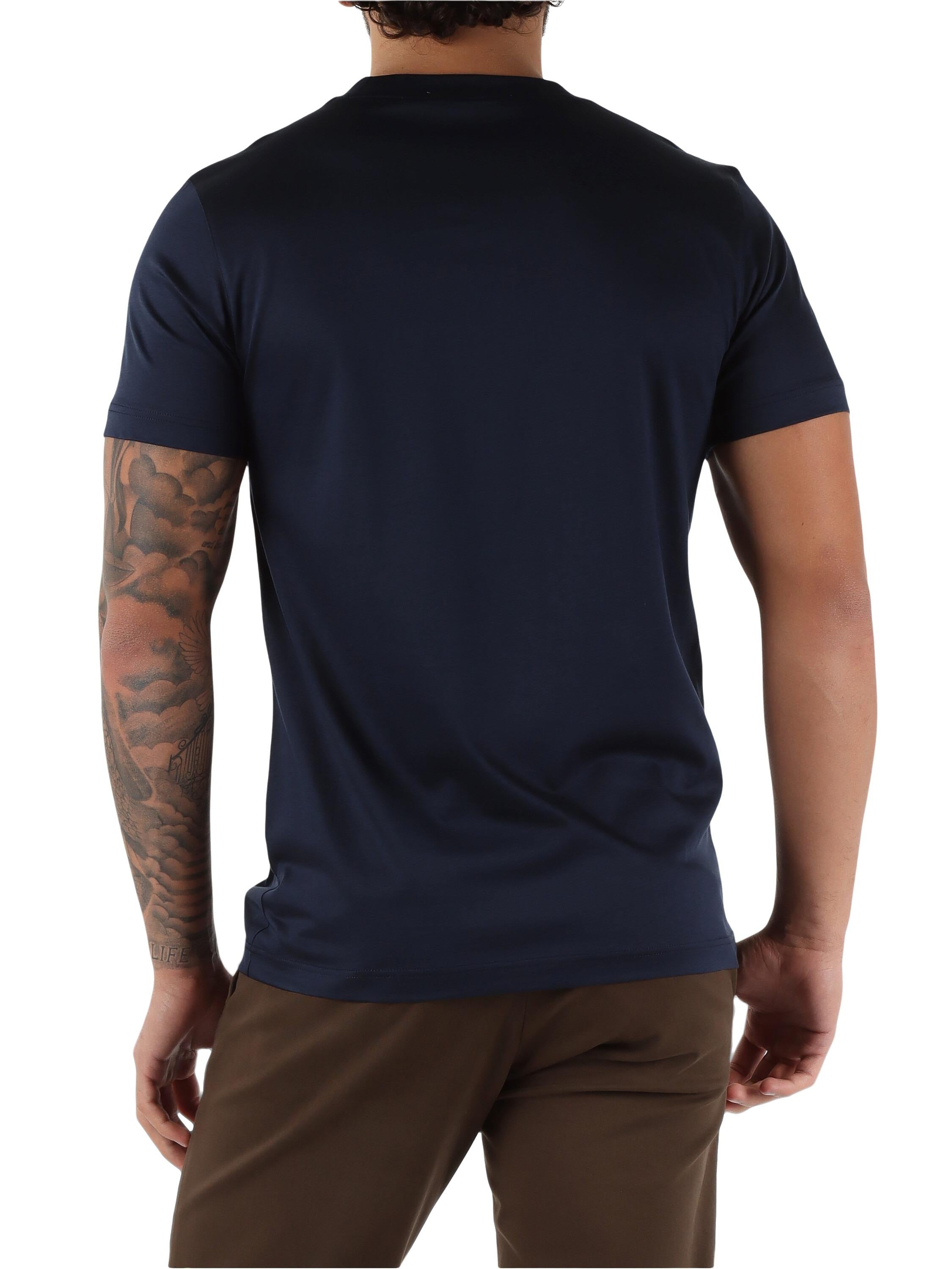 DANIELE ALESSANDRINI<BR/>T-shirt in cotone e modal con scritta logo BLU NAVY DA1FW26T013 174 DANIELE ALESSANDRINI