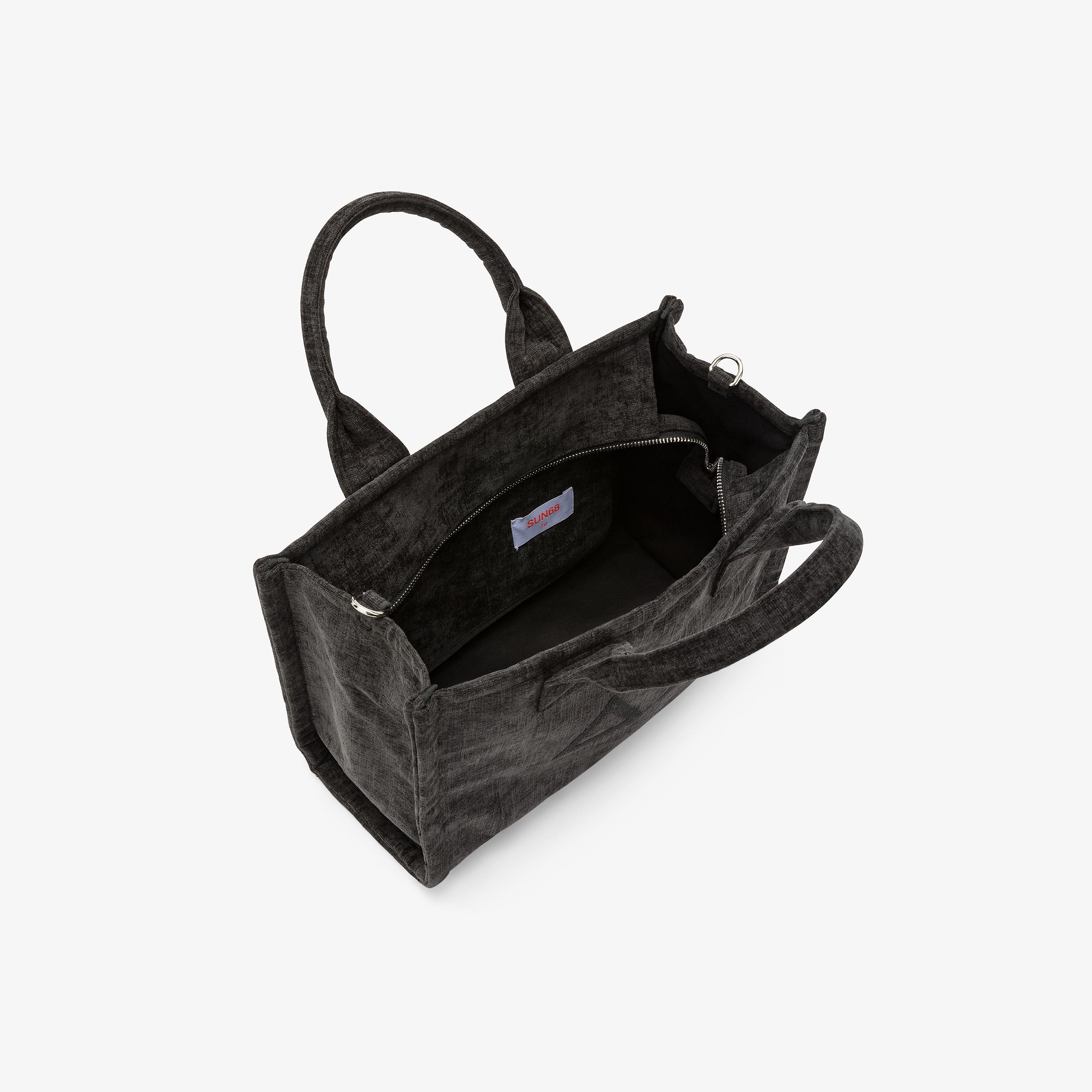Shopping bag midi Cali in velluto nero X45203 11 SUN 68