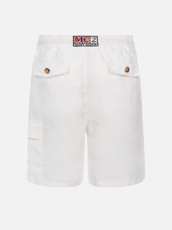 Bermuda Marseille Jr in white linen