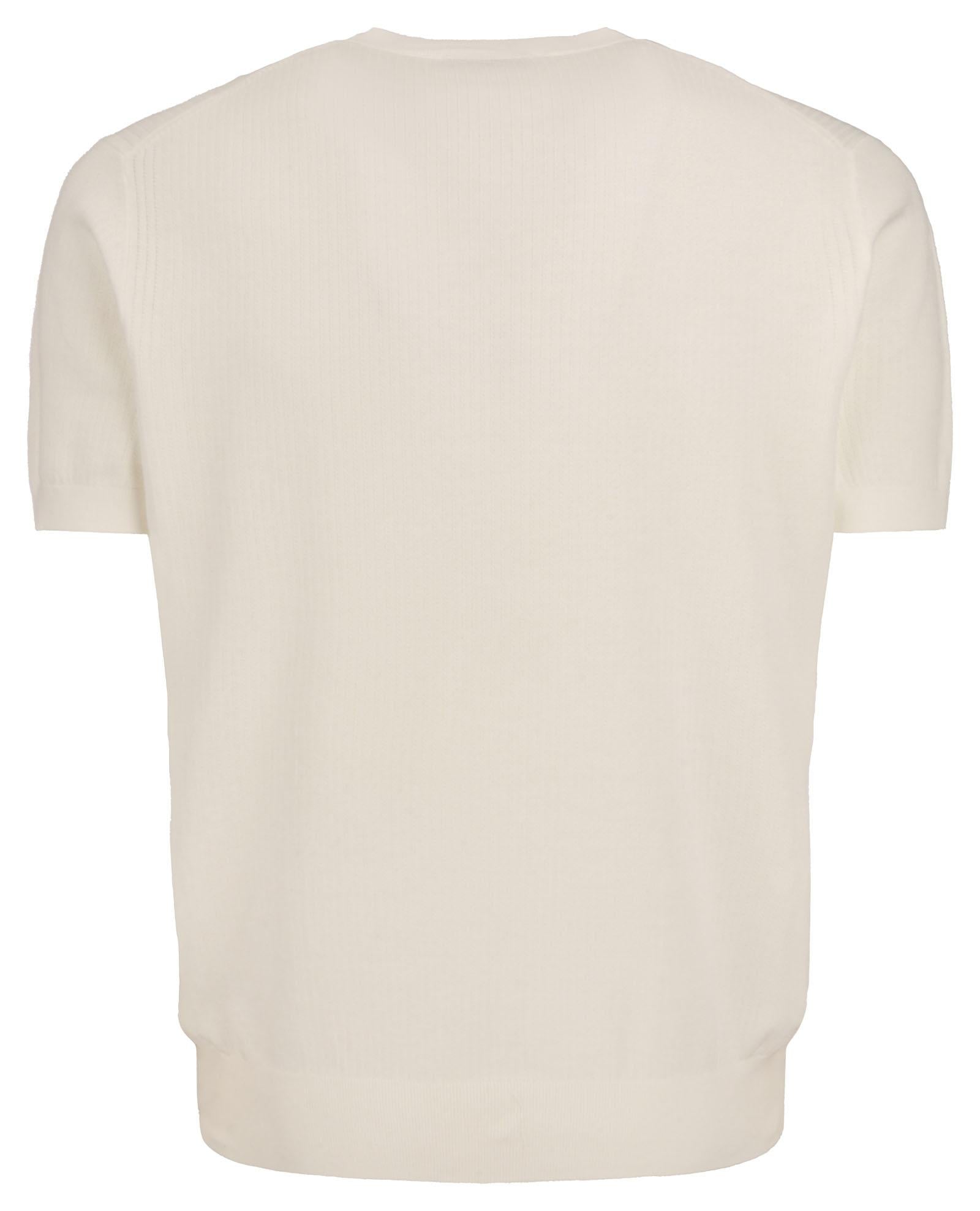 Maglia a maniche corte con trecce e coste bianca