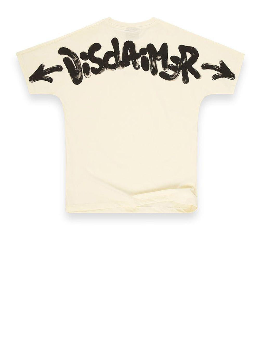 T-shirt in jersey disclaimer latte stampa nera 25IDS55117 LATTE-ST.NERA DISCLAIMER