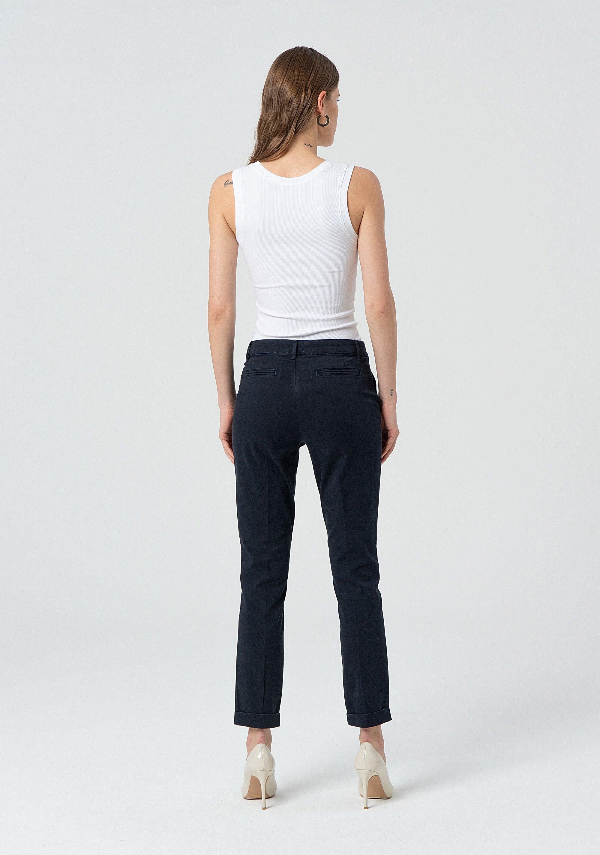 Pantalone regular in raso nero