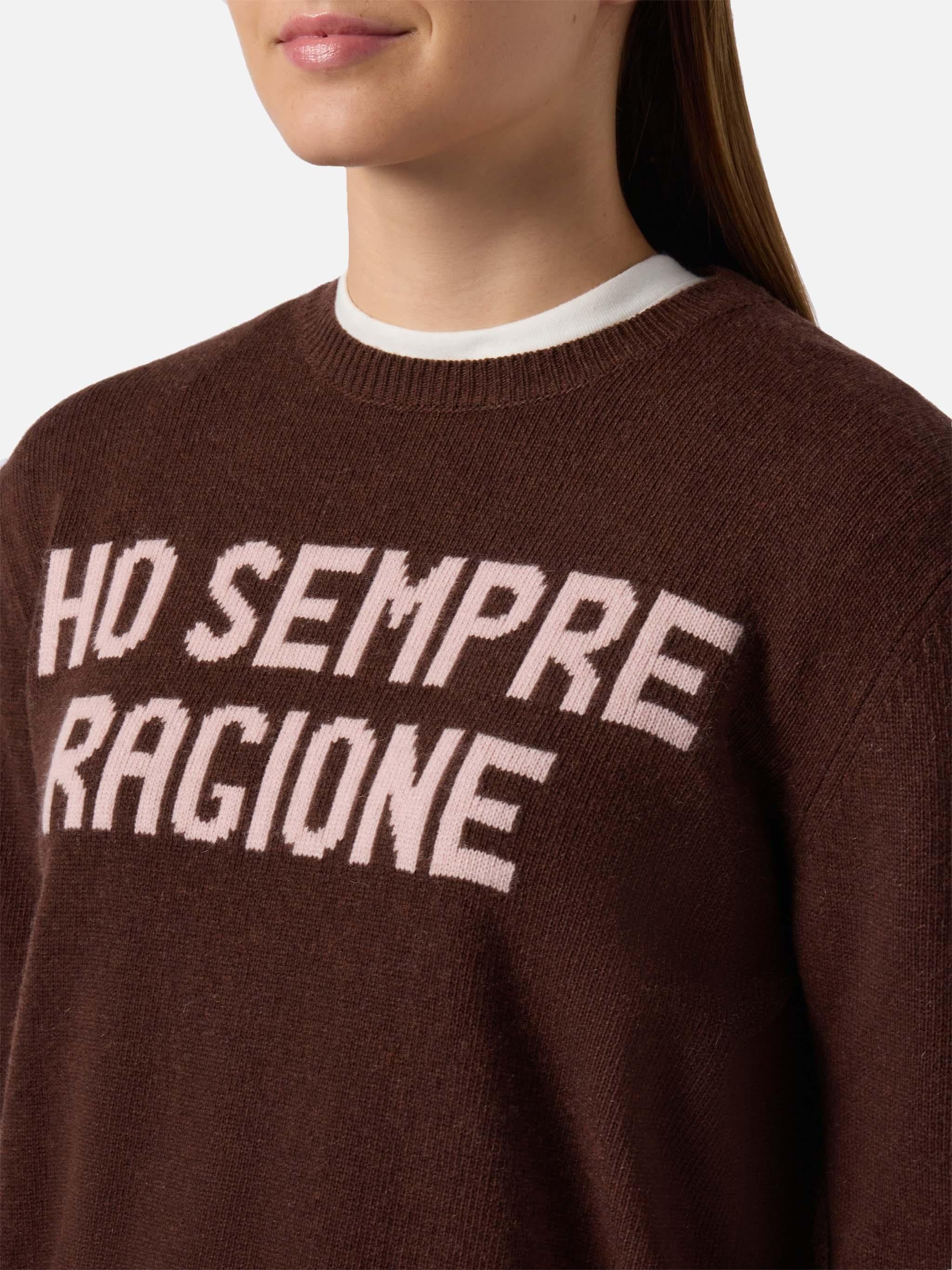 Maglione New Queen in misto cashmere marrone con jacquard Ho sempre ragione QUE0010 02121I MC2 SAINT BARTH