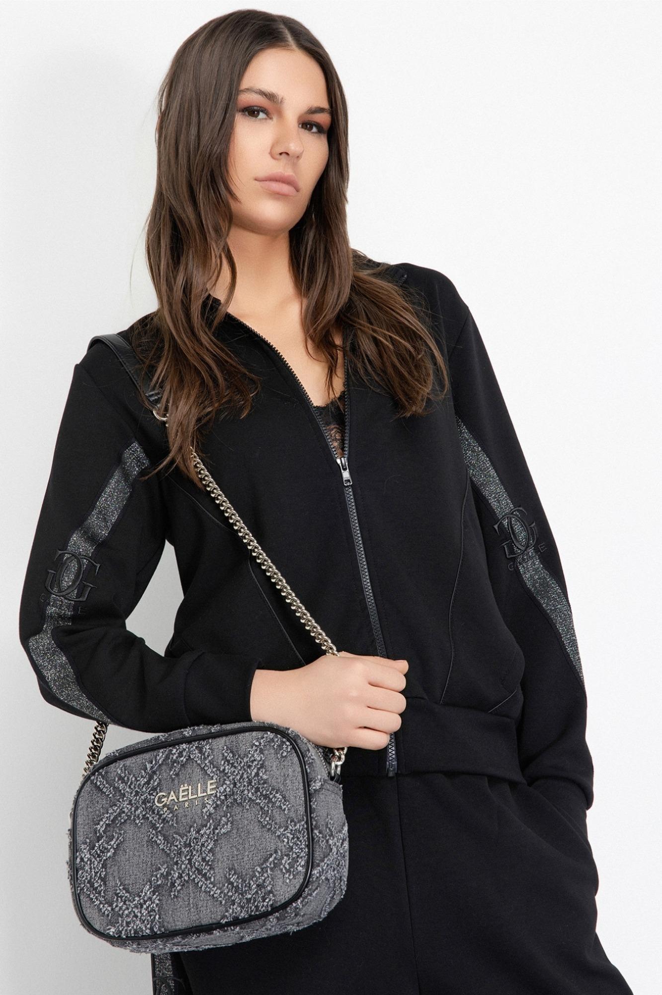Mini Camera Bag Denim Sfrangiato Nero - Gaëlle Paris GAACW02401-MTFI0002 NE01 GAELLE