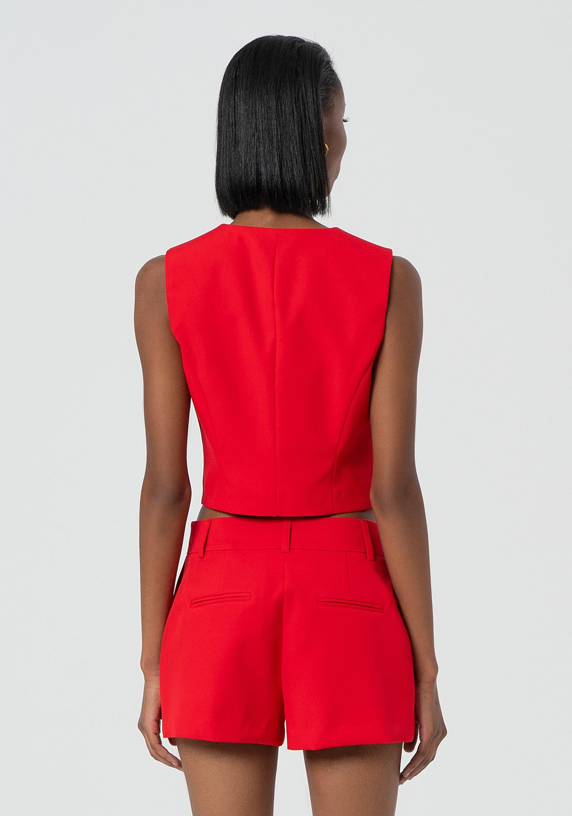 Gilet cropped in tessuto elegante red