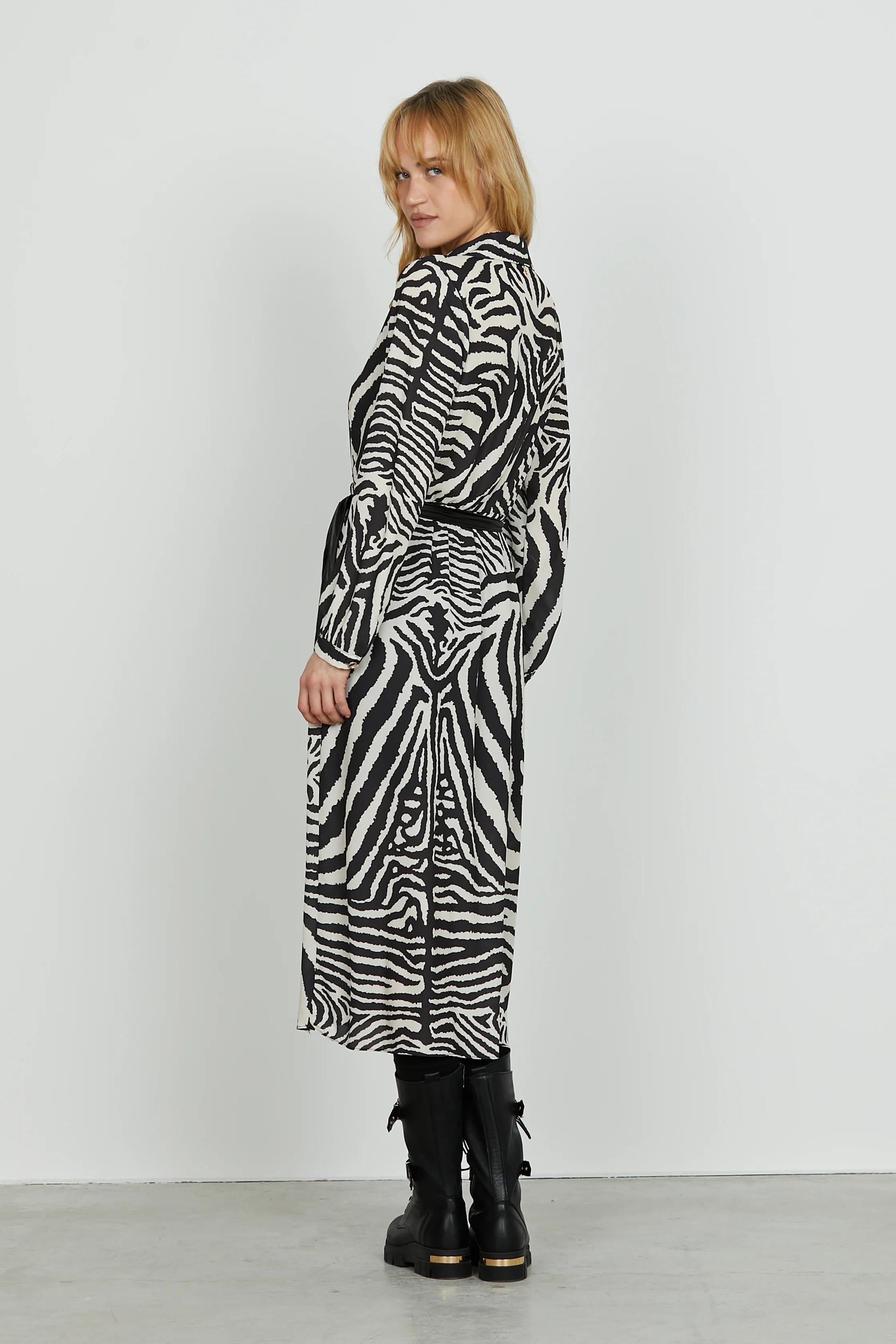 Relish Abito DATUM midi manica lunga sc.incrocio più cintura più gonna portafoglio f.animalier RDA2509009003 IVORY RELISH