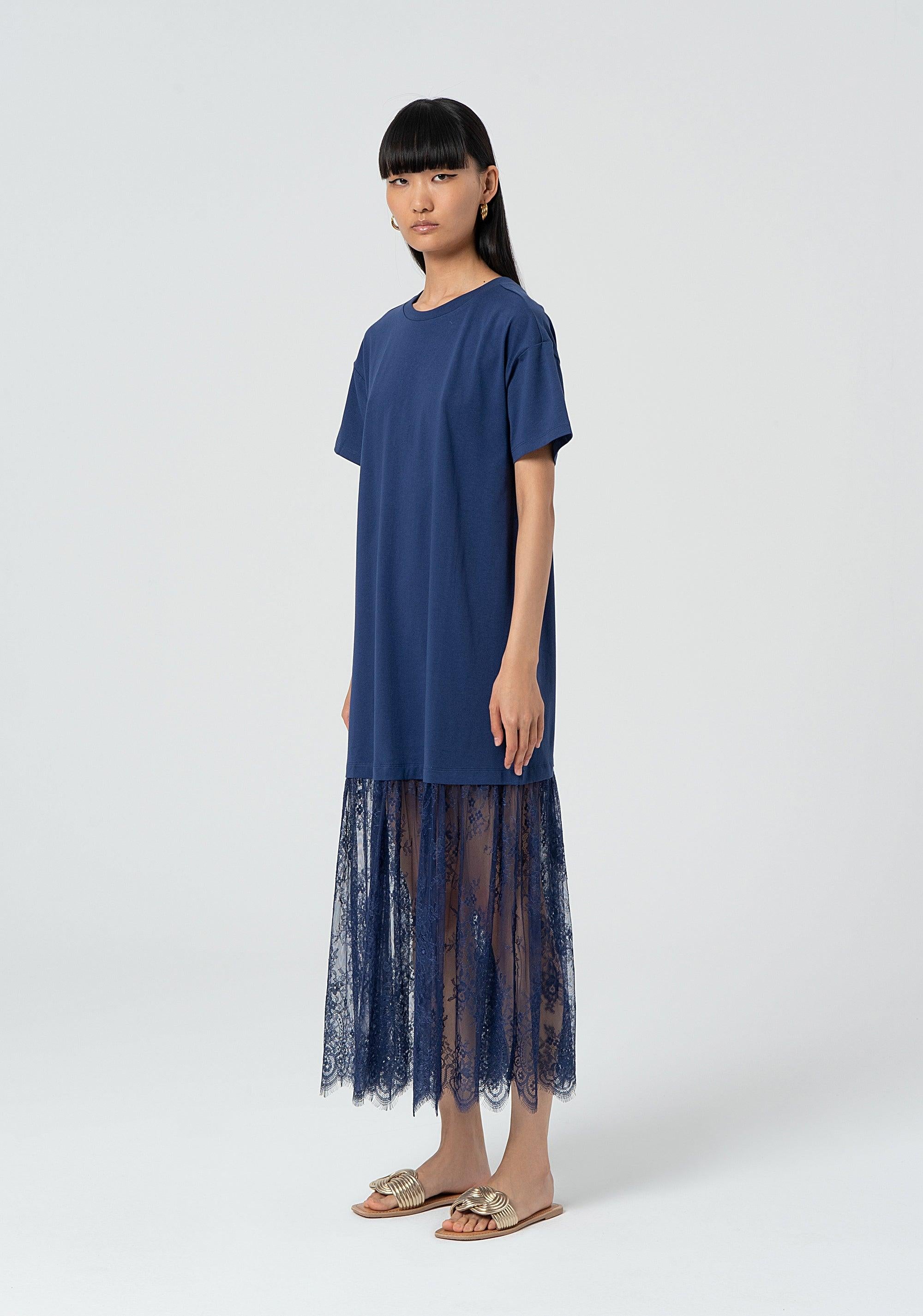 Abito maniche corte regular in felpa blu