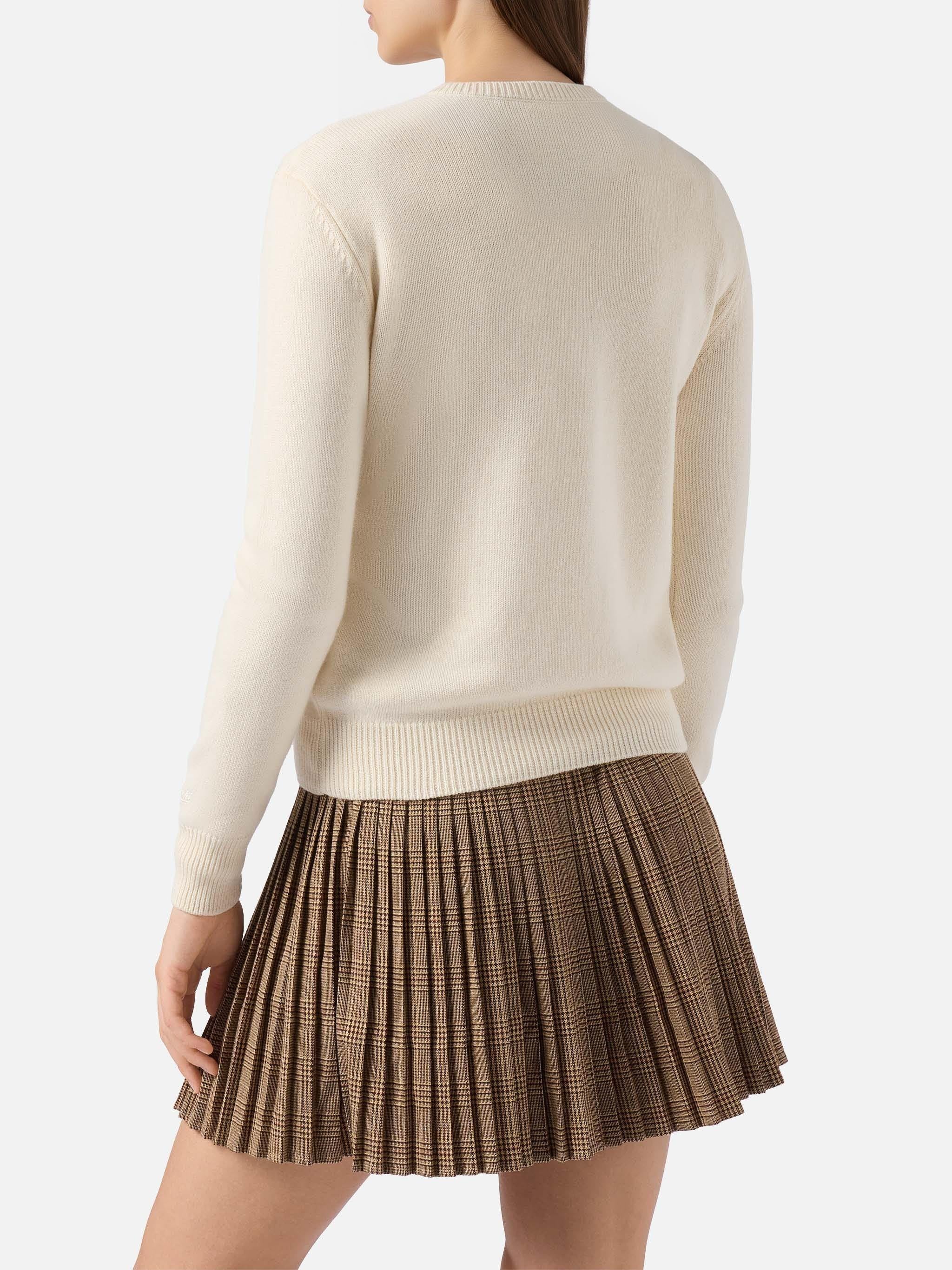 Maglione New Queen in misto cashmere bianco con ricamo Ma cherie QUE0010 03580I MC2 SAINT BARTH