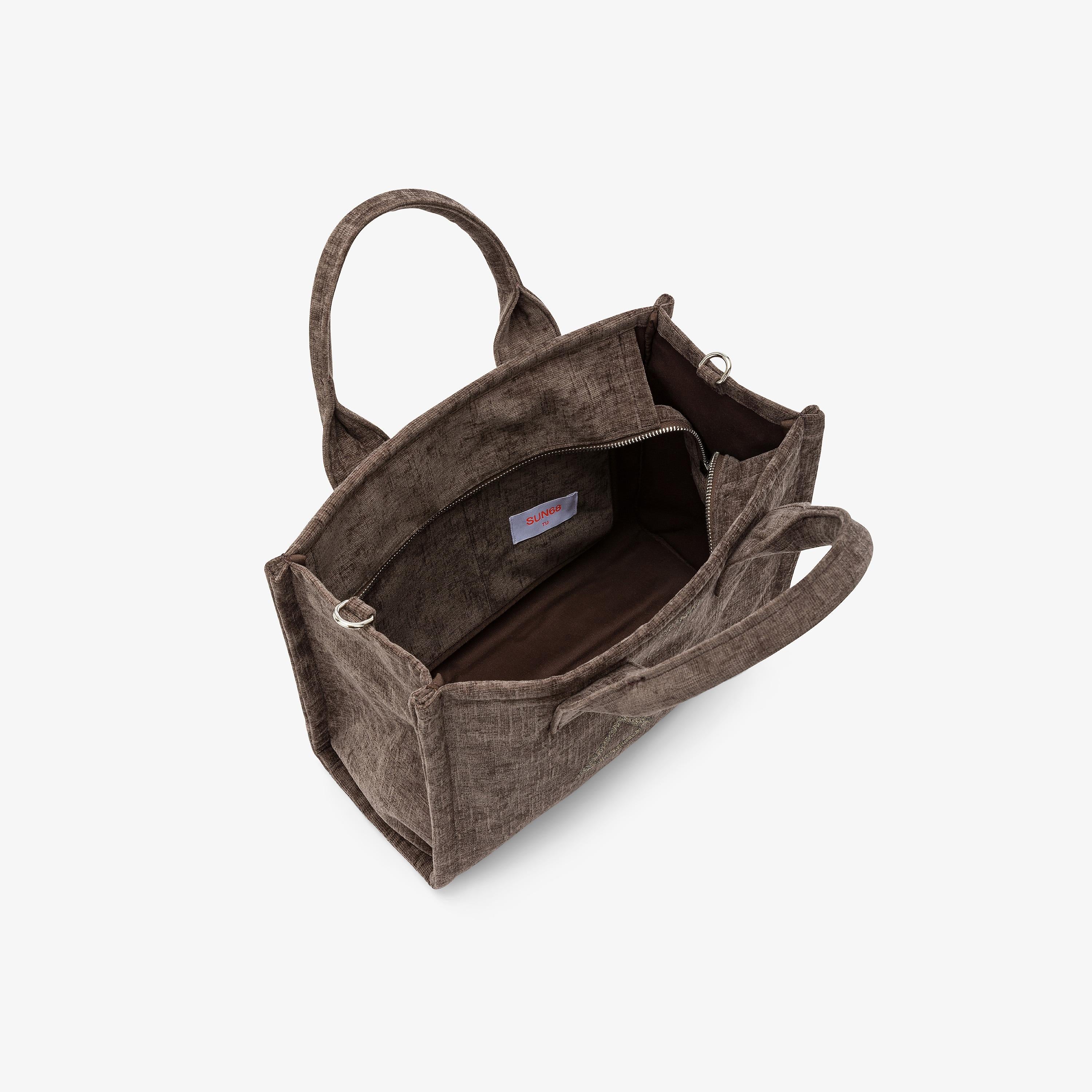 Shopping bag midi Cali in velluto fango X45203 52 SUN 68