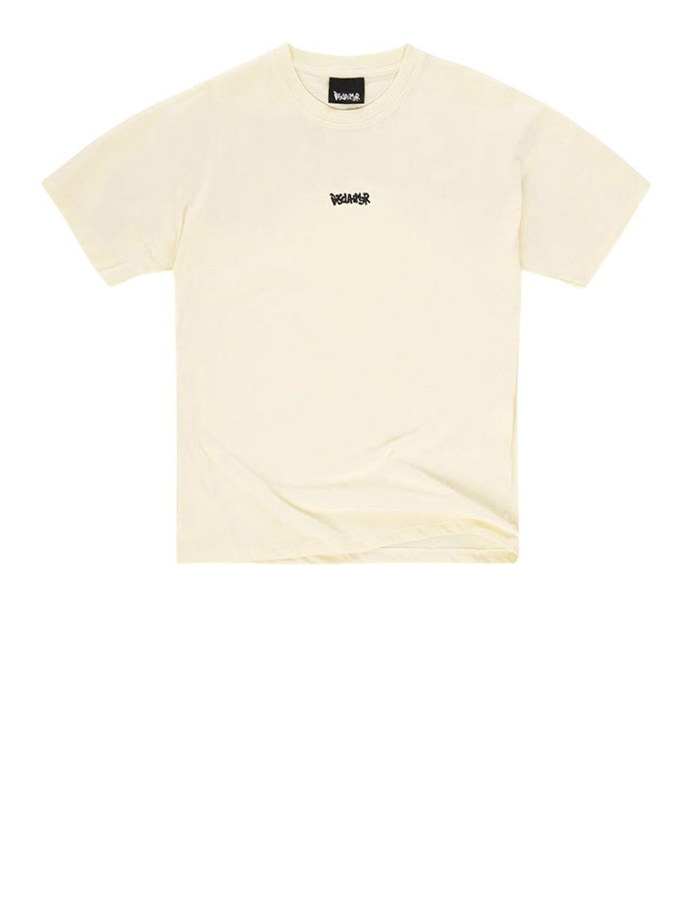 T-shirt in jersey disclaimer latte stampa nera 25IDS55117 LATTE-ST.NERA DISCLAIMER