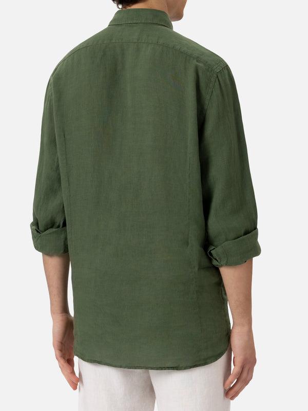 Camicia Pamplona In Lino Verde Militare PAMP001 01189H MC2 SAINT BARTH