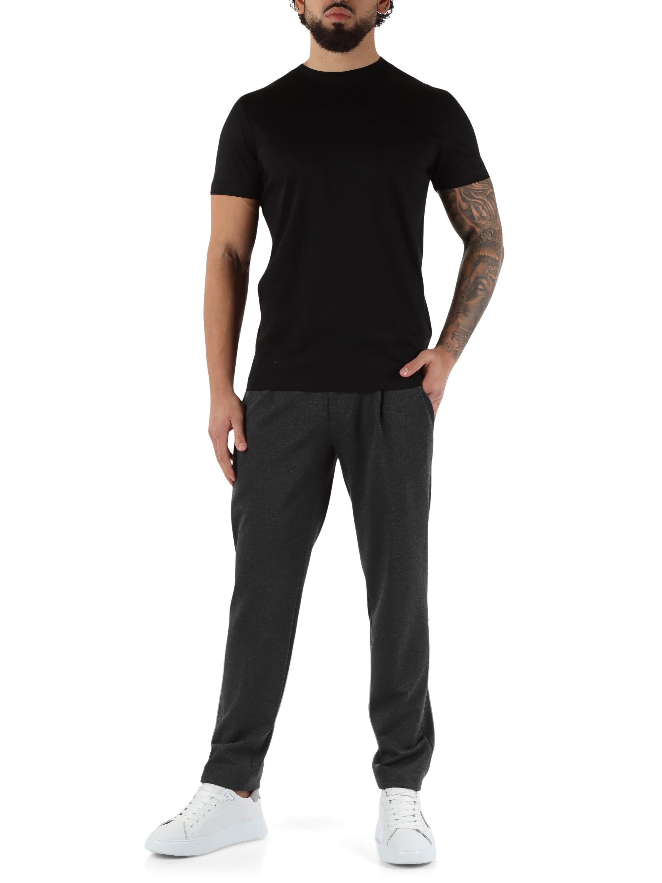 DANIELE ALESSANDRINI<BR/>T-shirt in cotone e modal con scritta logo NERA DA1FW26T013 101 DANIELE ALESSANDRINI