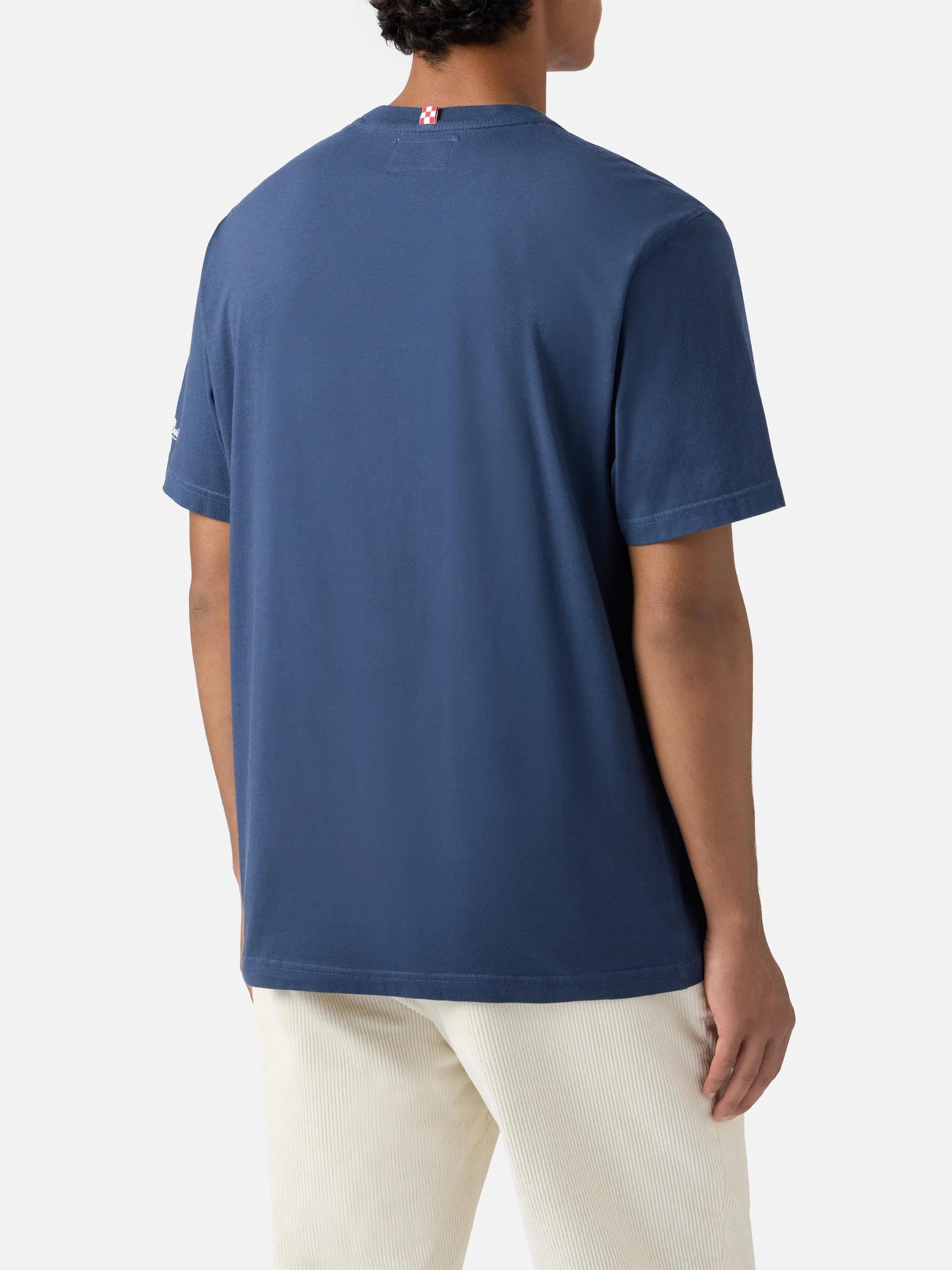 T-shirt Connor in cotone blu con ricamo sul taschino My reseller is different CONR0001 02981I MC2 SAINT BARTH