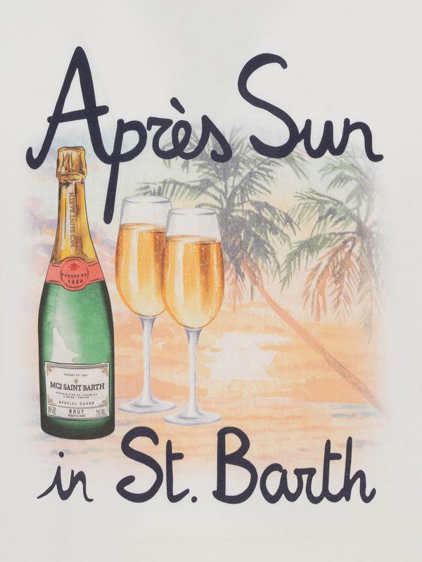 T-shirt Man In Cotone Bianca Con Stampa Après Sun in St. Barth TSHM001 05691H MC2 SAINT BARTH