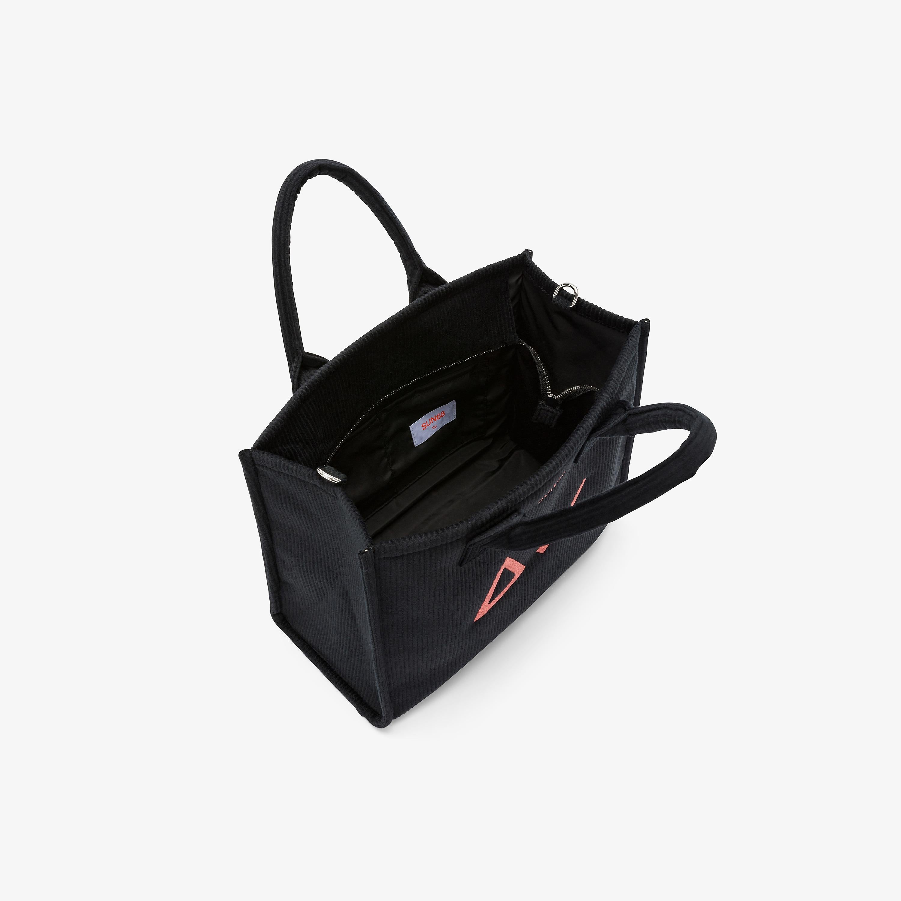 Shopping bag midi Cali in velluto con logo nero X45209 11 SUN 68