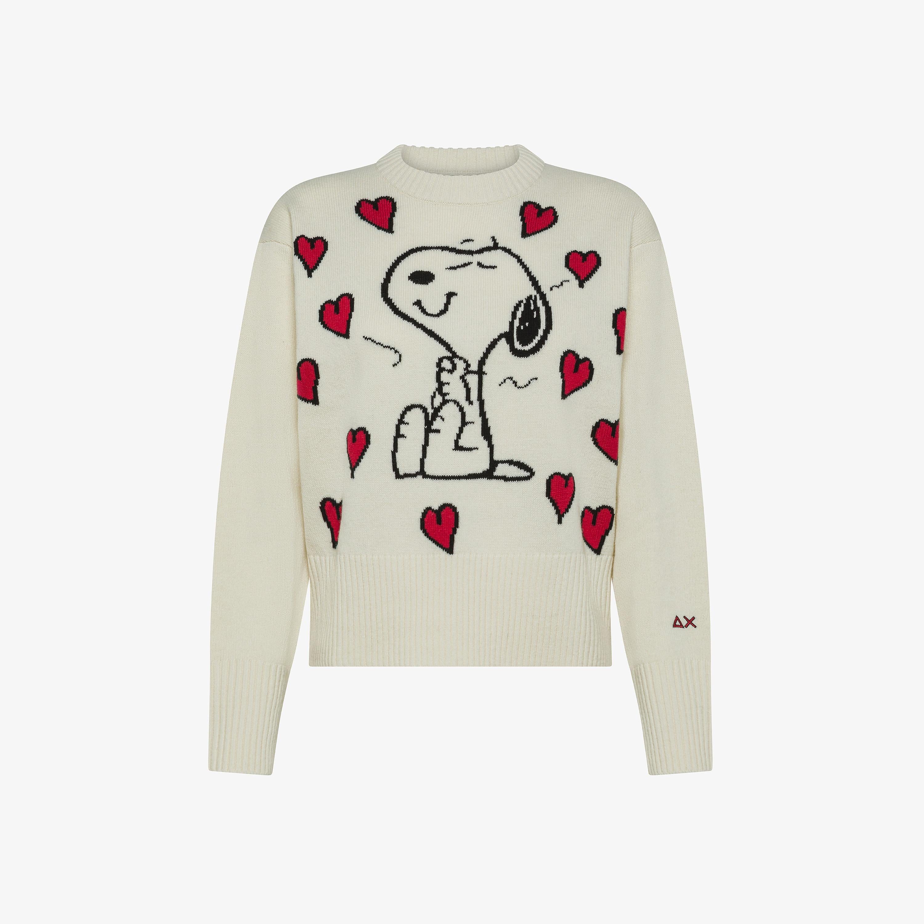 Maglia Peanuts in misto lana jacquard bianco panna K45281 31 SUN 68