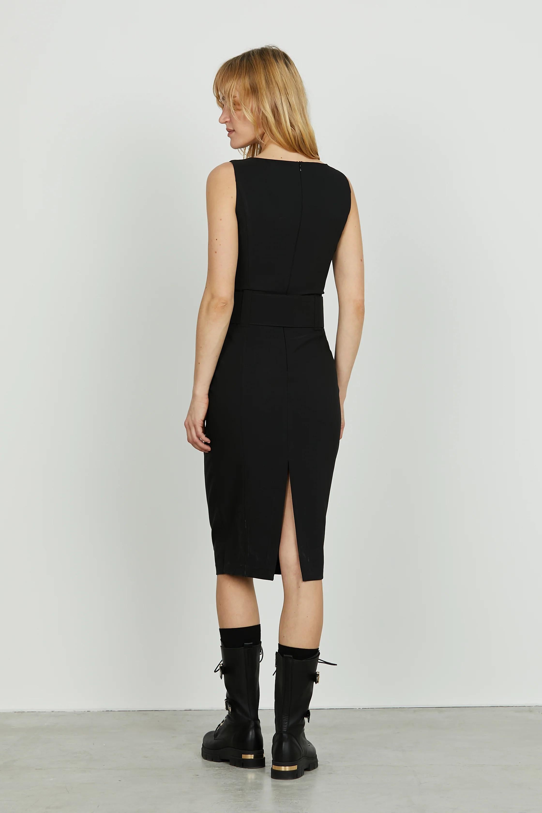 Relish Abito TUBES midi s/m tubino con cinturone più spacco black RDA2509006042 BLACK RELISH