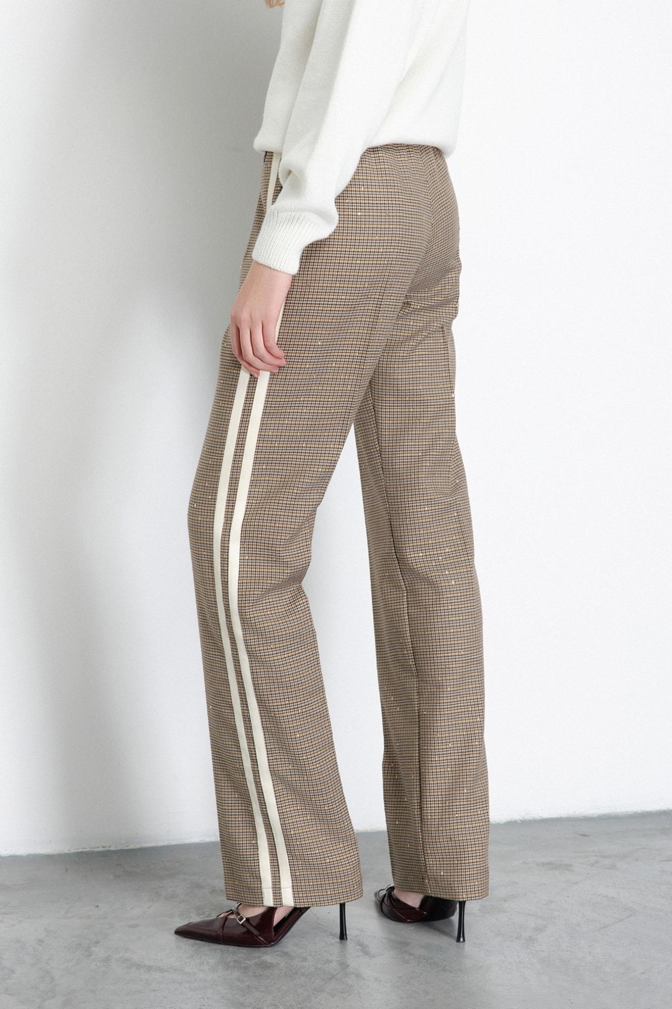Pantalone Dritto Morbido Con Laccetti In Vita E Bande Laterali Cammello - Gaëlle Paris GAABW06875-TMTP0019 CAMM GAELLE