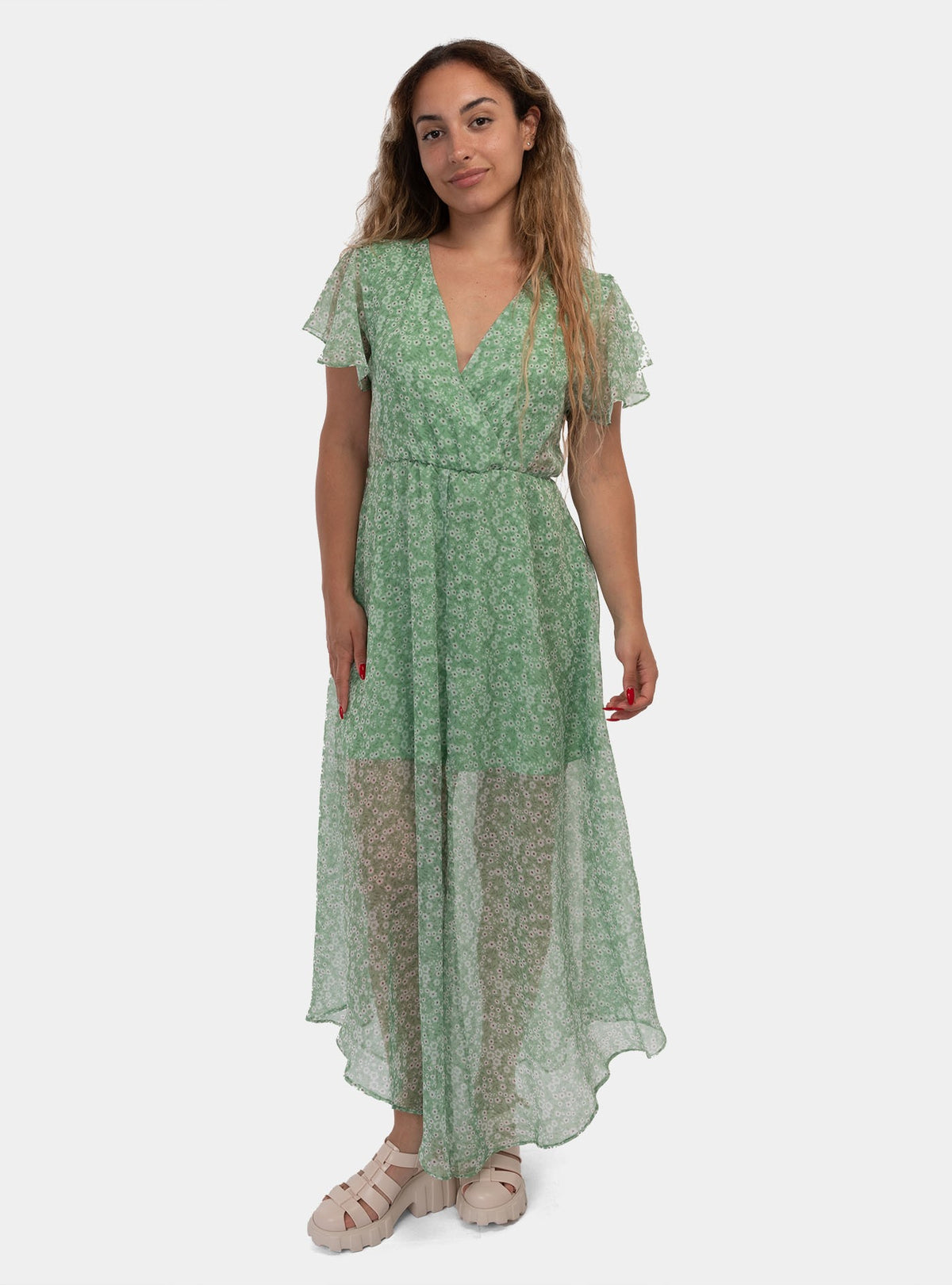 nile green dress Sparkle Strap Slip Dress