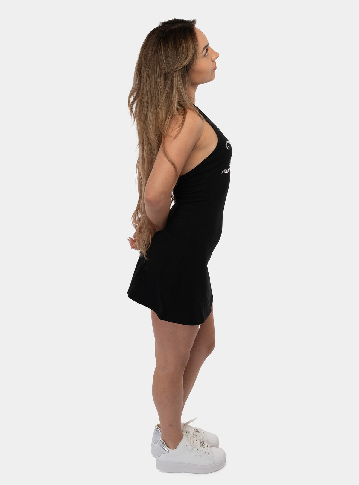 denim pintuck halter mini dress Moonlight Denim Halter Dress