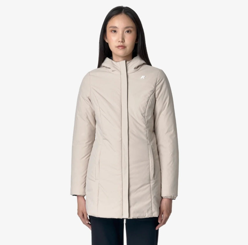 k way denise st warm double blue depht beige grey giubbino k6128uw atj