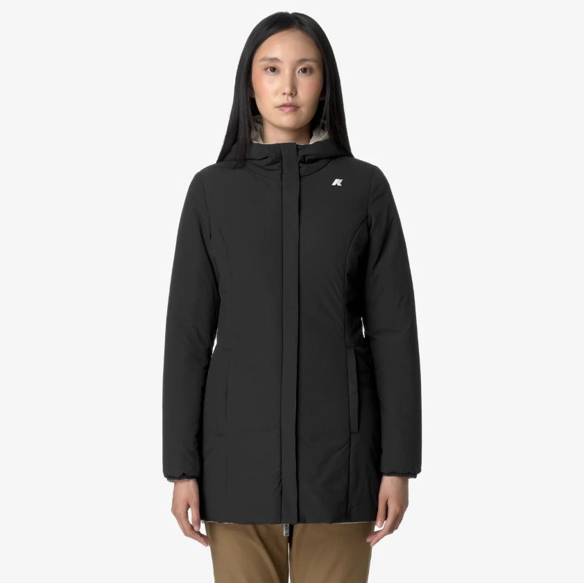 k way denise st warm double beige g black pure giubbino k6128uw aua