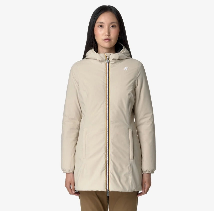 k way denise st warm double beige g black pure giubbino k6128uw aua