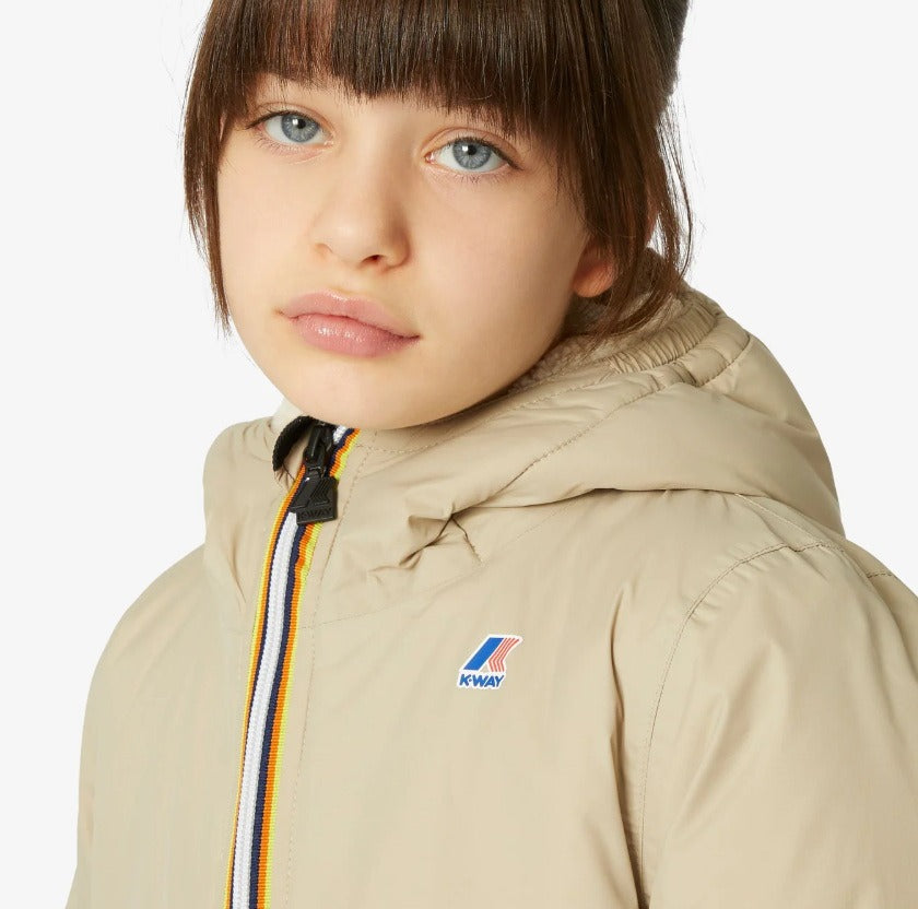 k way p le vrai 3 0 eiffel orsetto ecru giubbino k71219w d0p