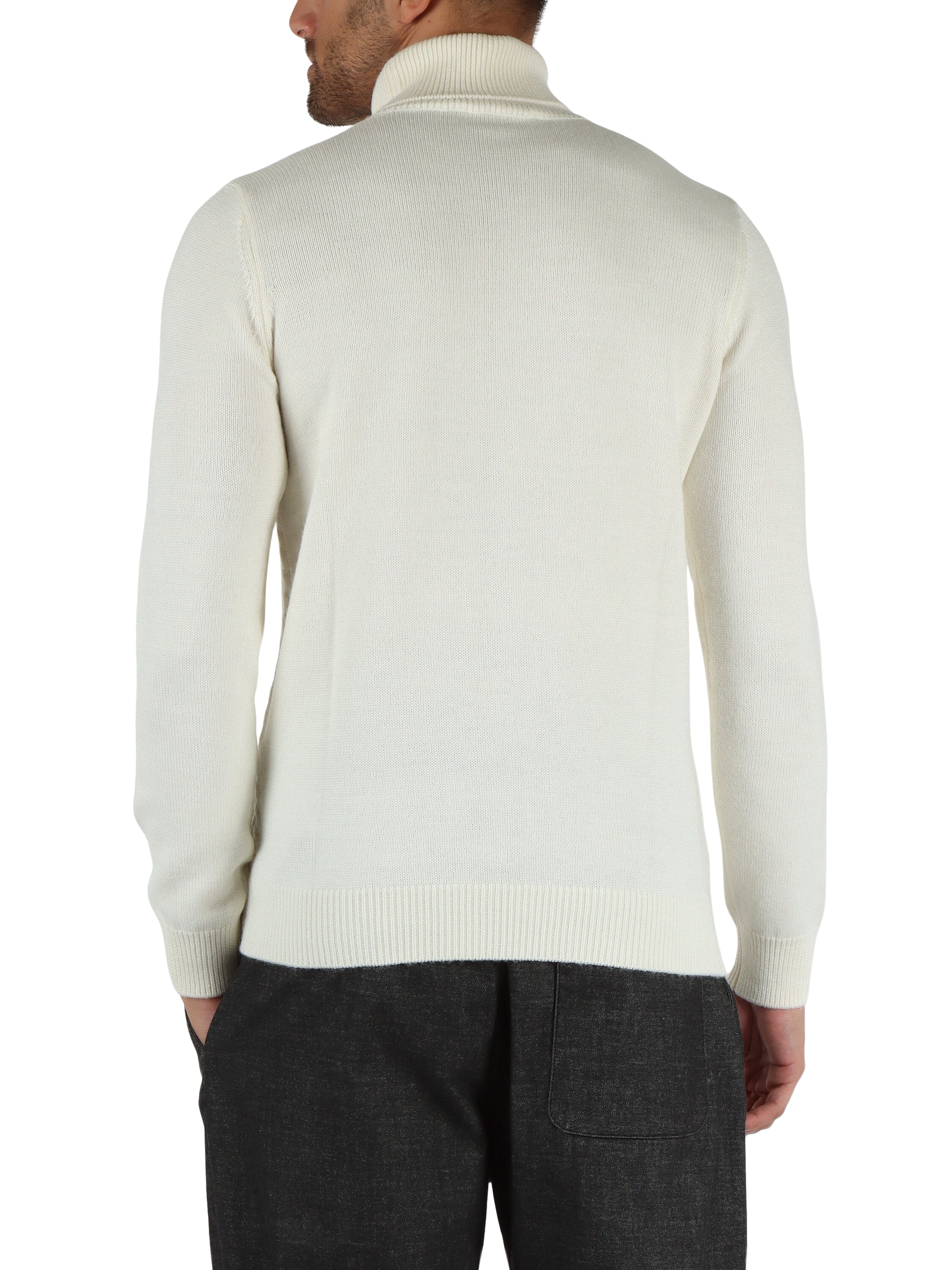 Natural Merino Herringbone Turtleneck