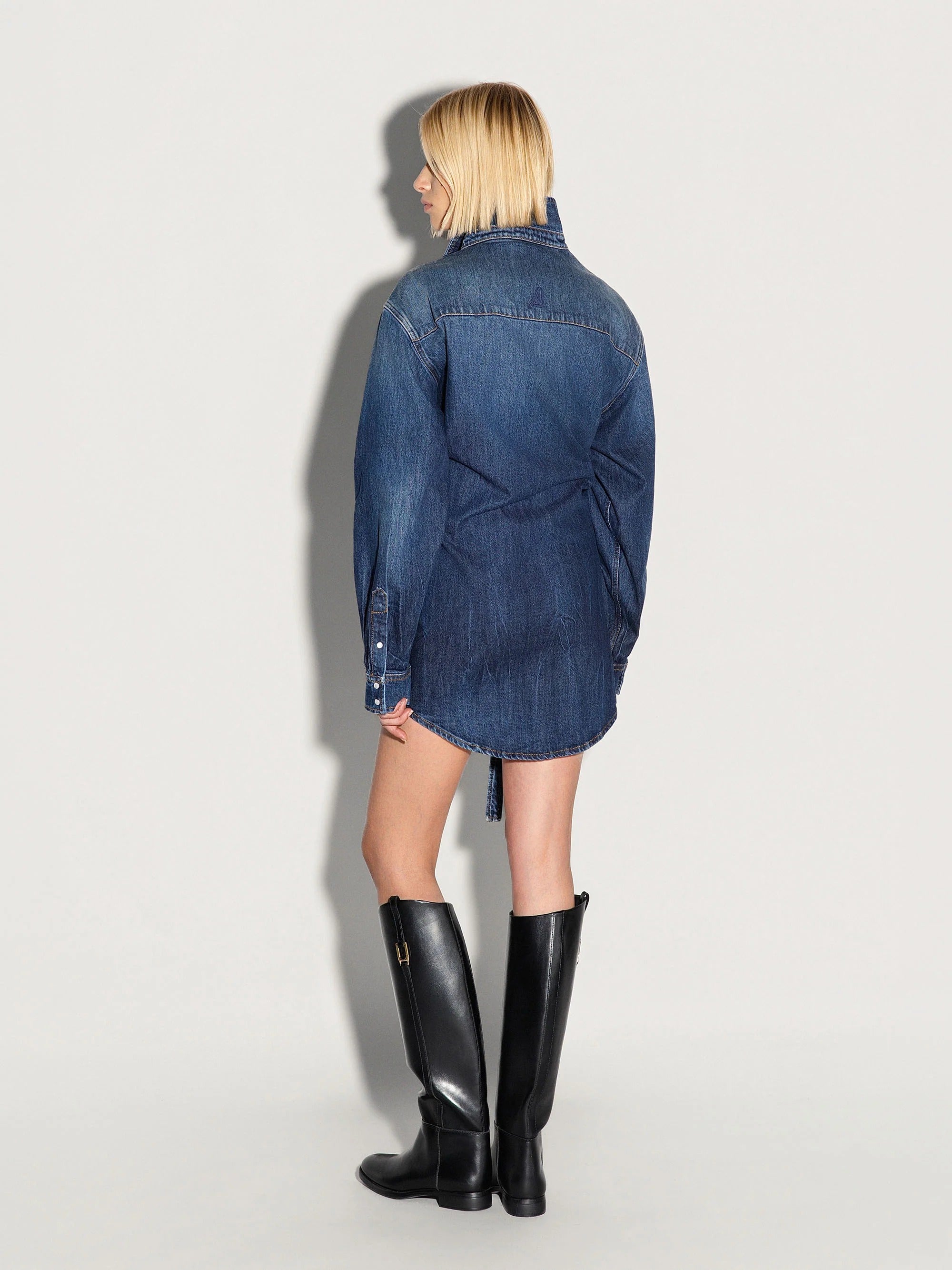 Abito camicia AKEP in denim con cintura VDKD15345 BLUE WASH AKEP 