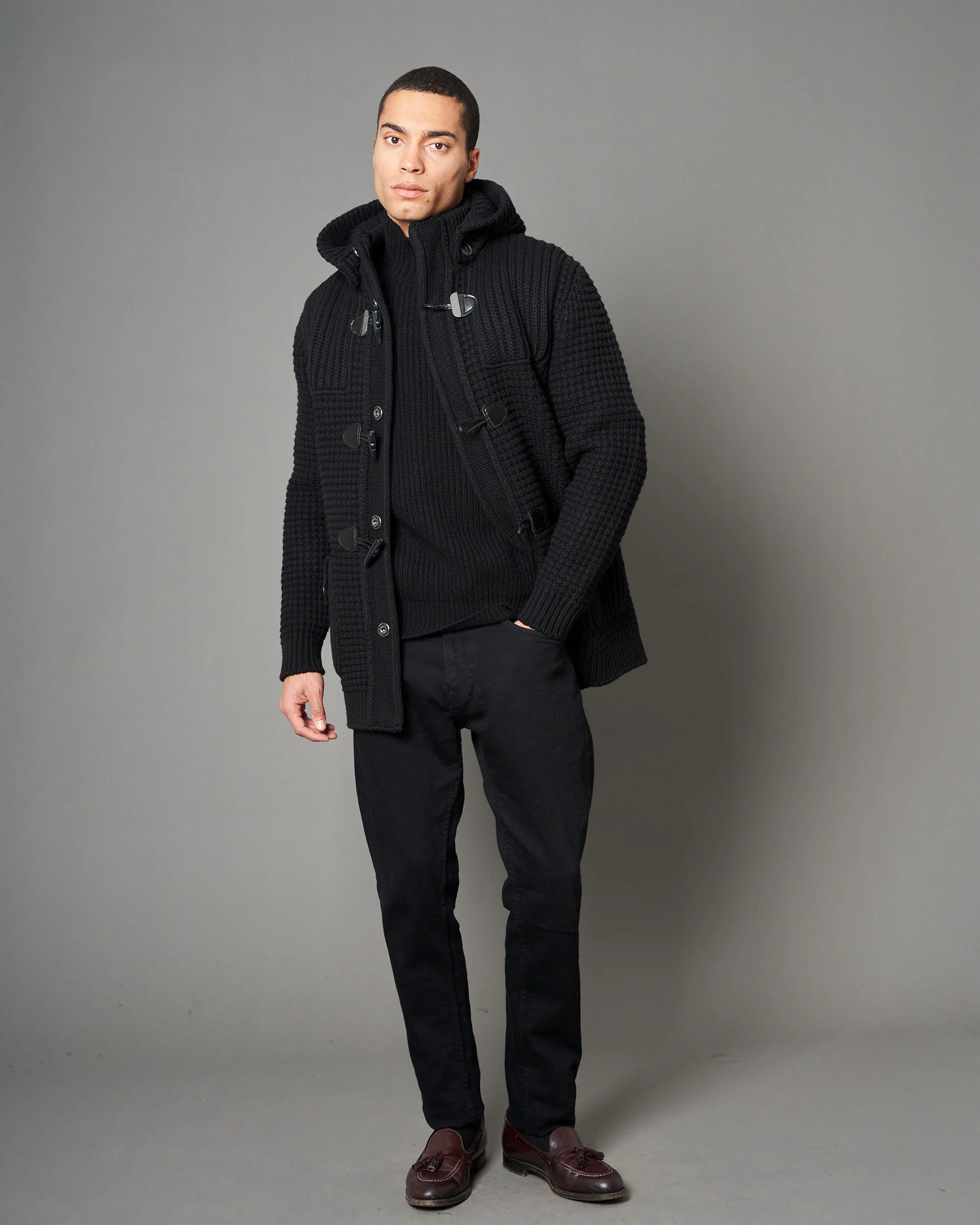 Short duffle coat w/mourmasky 53B8001 black 62B8001/C NERO/NERO BARK 