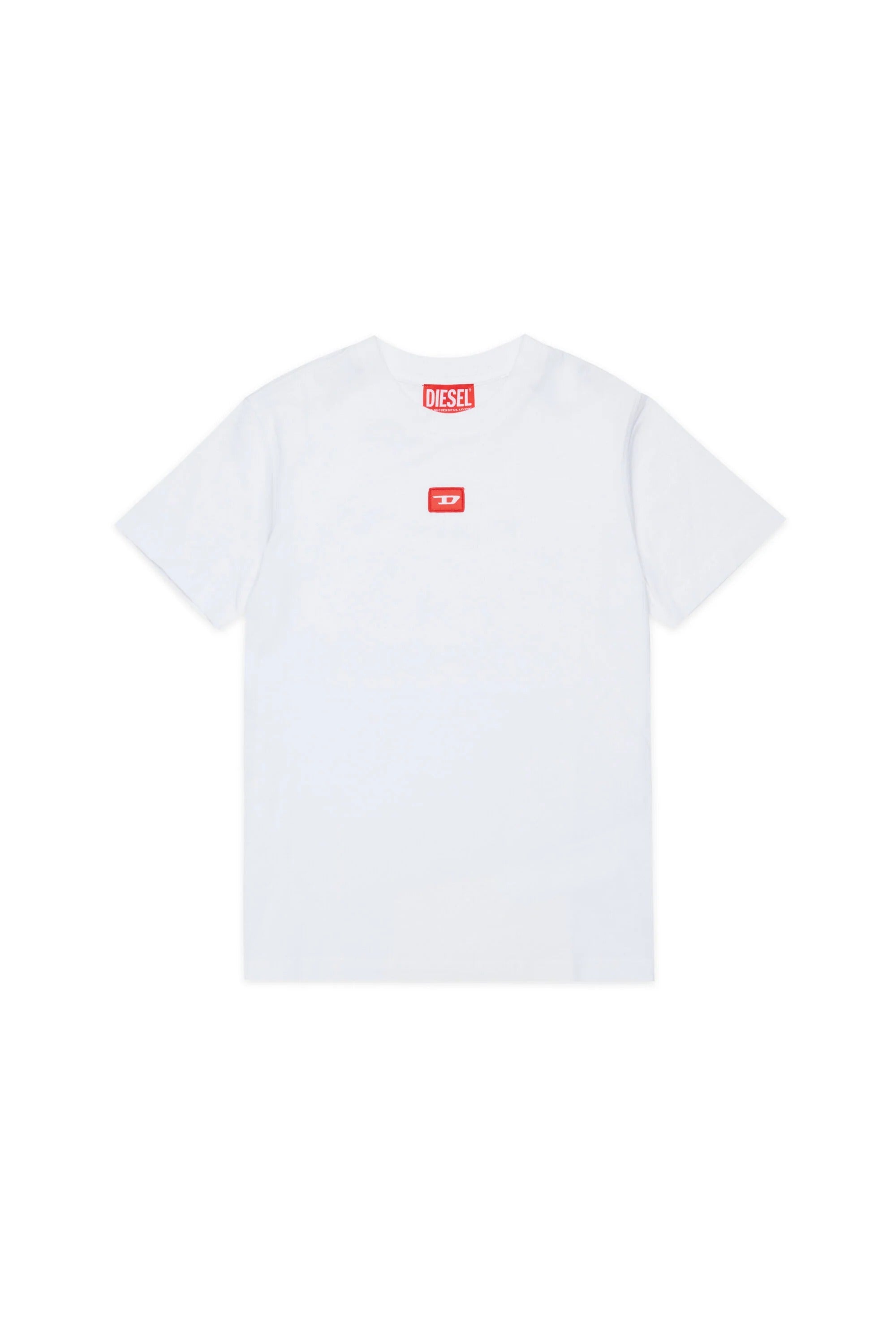 T-shirt in jersey con toppa rossa a forma di D. bianca J02501-0GRAI-K100 K100 DIESEL 