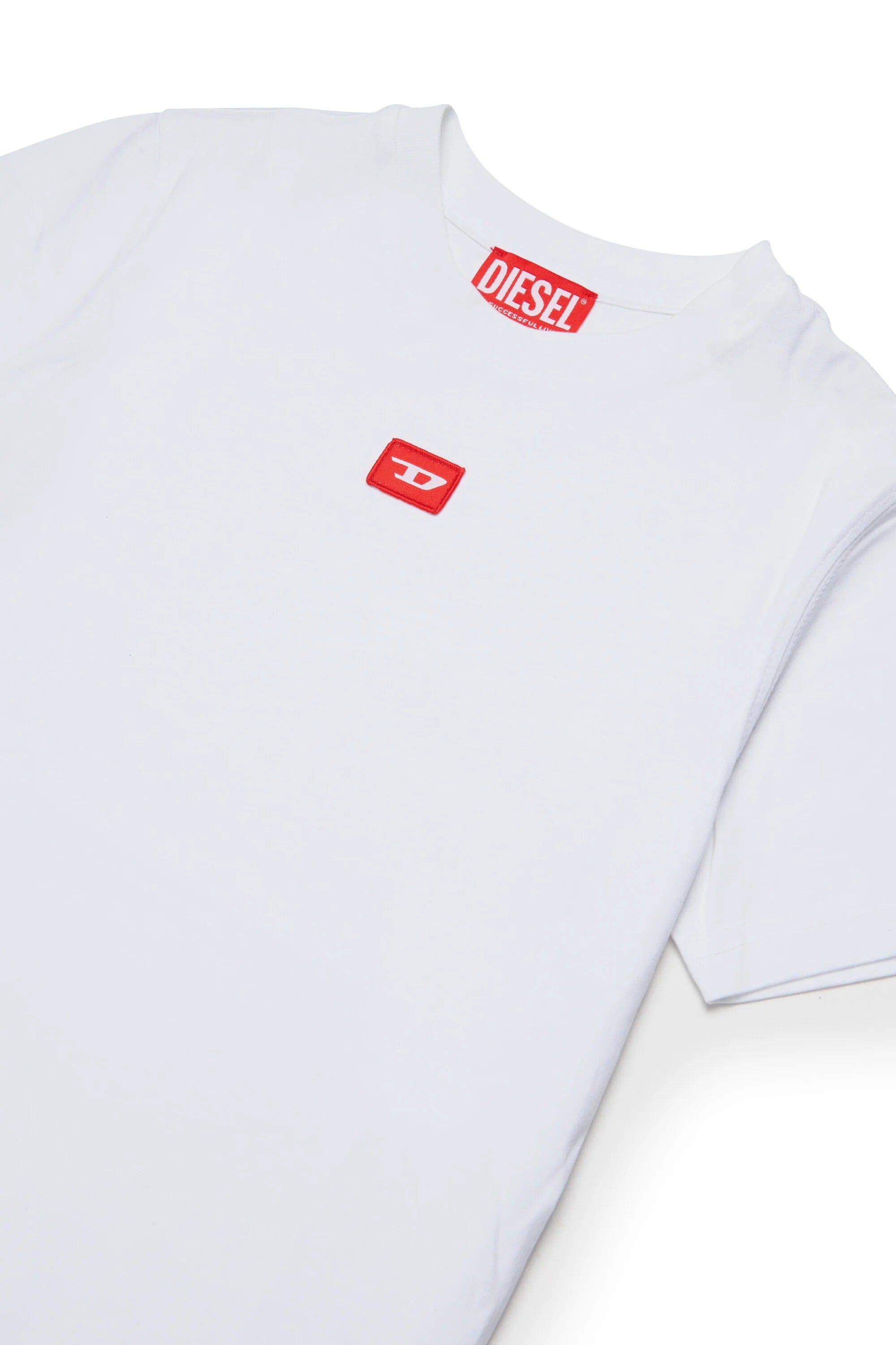 T-shirt in jersey con toppa rossa a forma di D. bianca J02501-0GRAI-K100 K100 DIESEL 