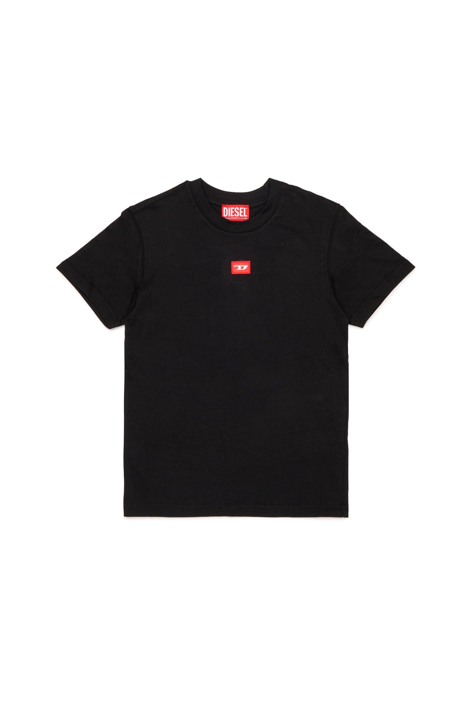 T-shirt in jersey con toppa rossa a forma di D. nera J02501-0GRAI-K100 K900 DIESEL 