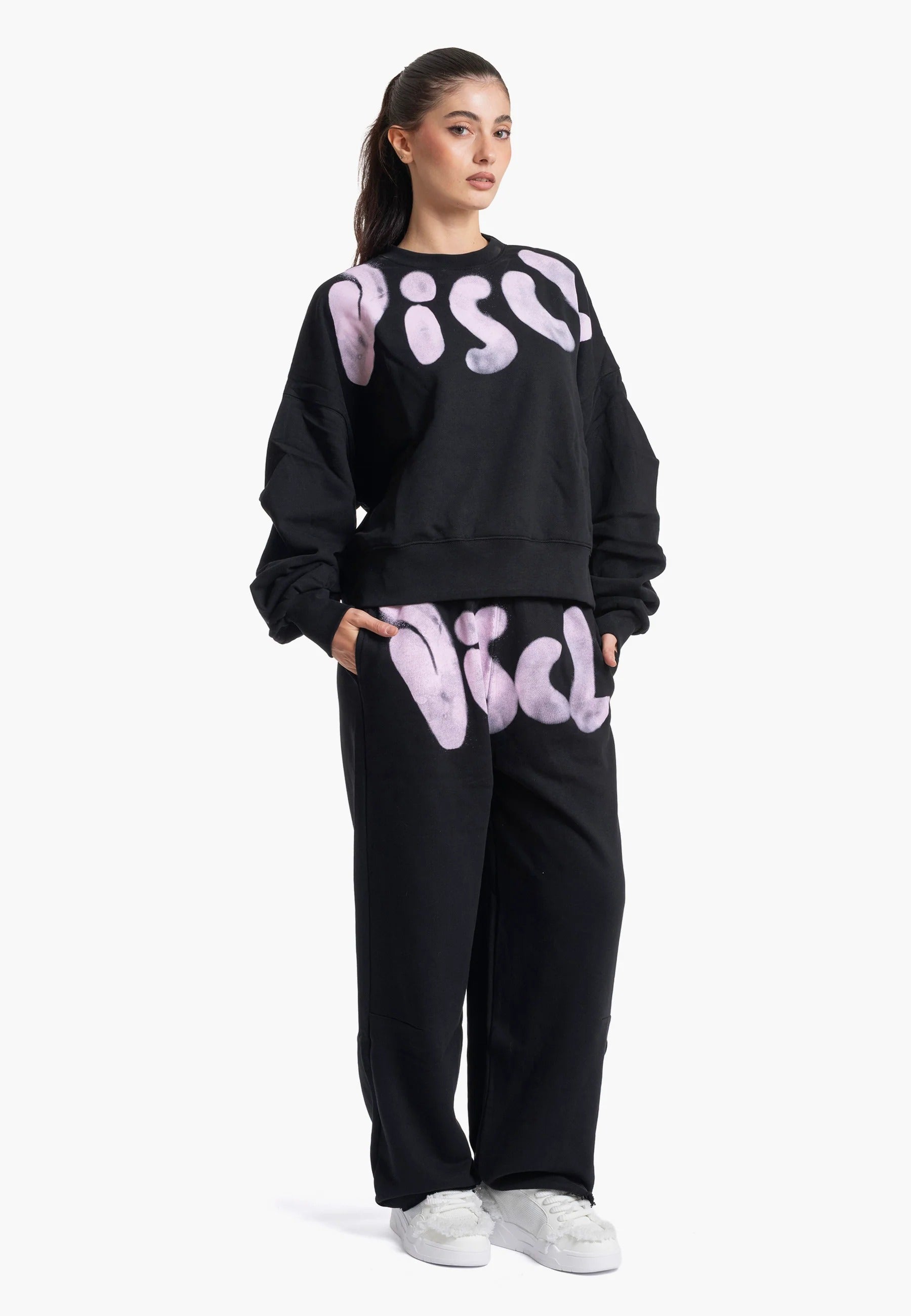 Pantalone Gamba Larga DISCLAIMER 26IDS55867 NERO-ST.ROSA 26IDS55867 NERO-ST.ROSA DISCLAIMER 