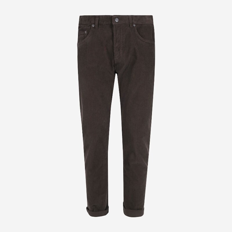 Pantalone icon slim-fit needlecord 5-pocket jeans with zip chocolate UP563Z-VS0028U-PT0 737 DONDUP 