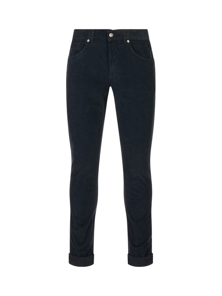 Pantalone icon slim-fit needlecord 5-pocket jeans with zip tuareg blue UP563Z-VS0028U-PT0 899 DONDUP 