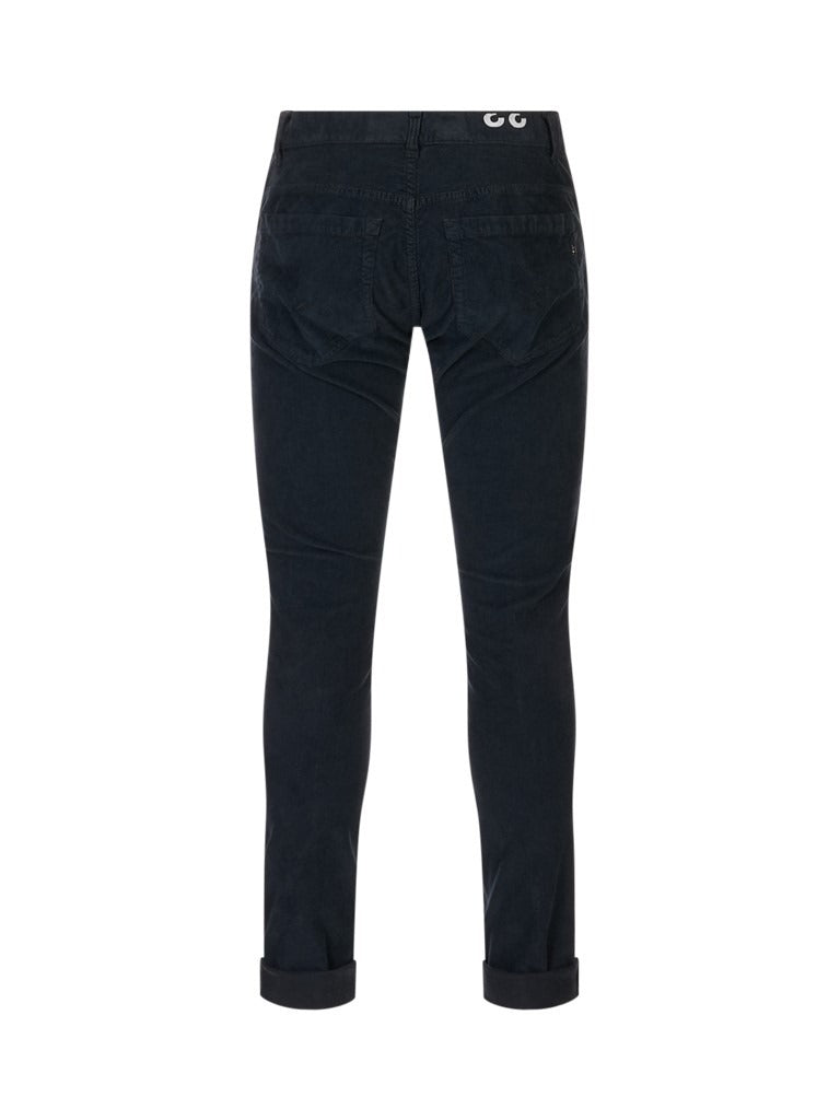 Pantalone icon slim-fit needlecord 5-pocket jeans with zip tuareg blue UP563Z-VS0028U-PT0 899 DONDUP 