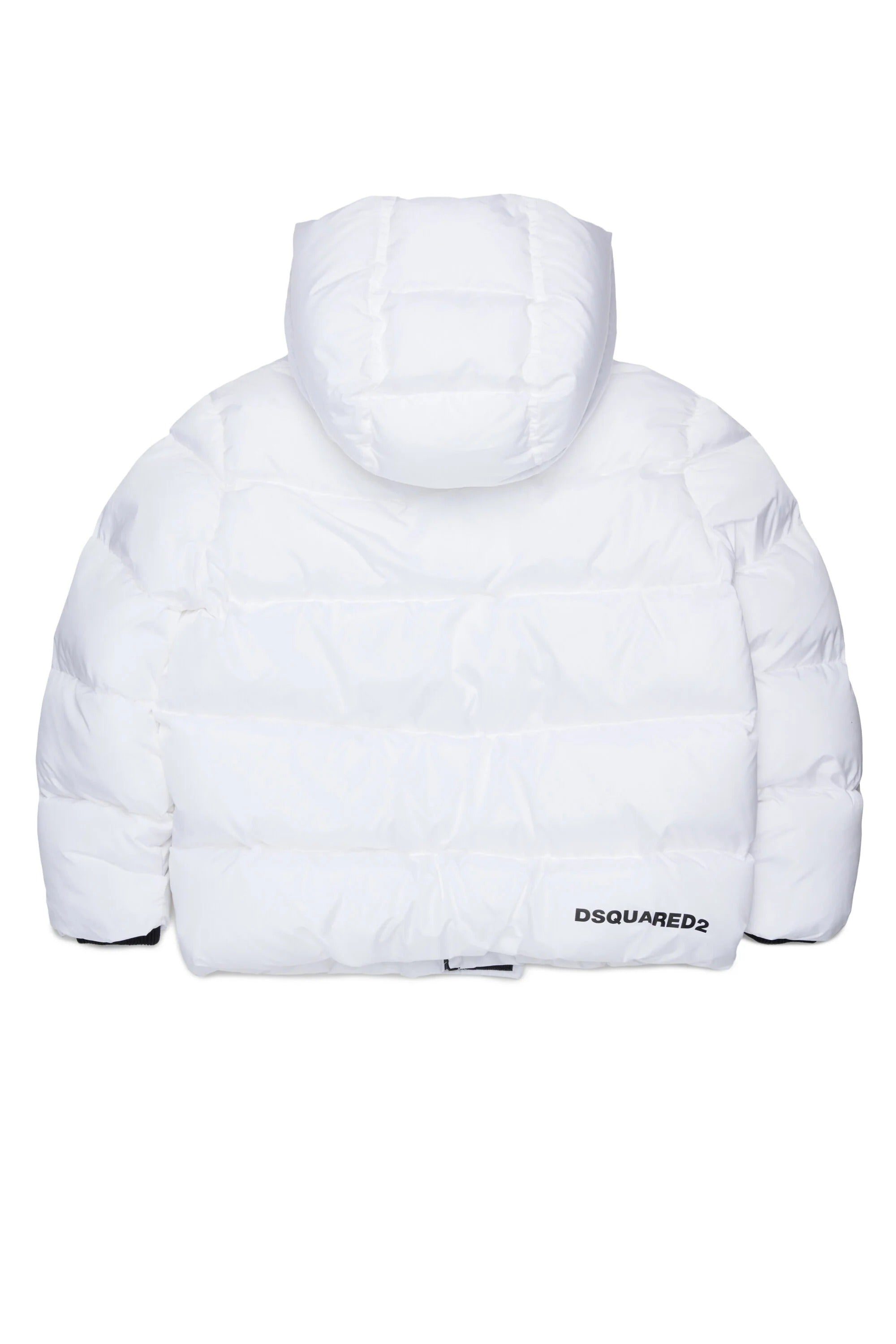 Giacca corta imbottita con cappuccio e logo DSQUARED2 bianco DQ1090-D00BN DQ100 DSQUARED KID 