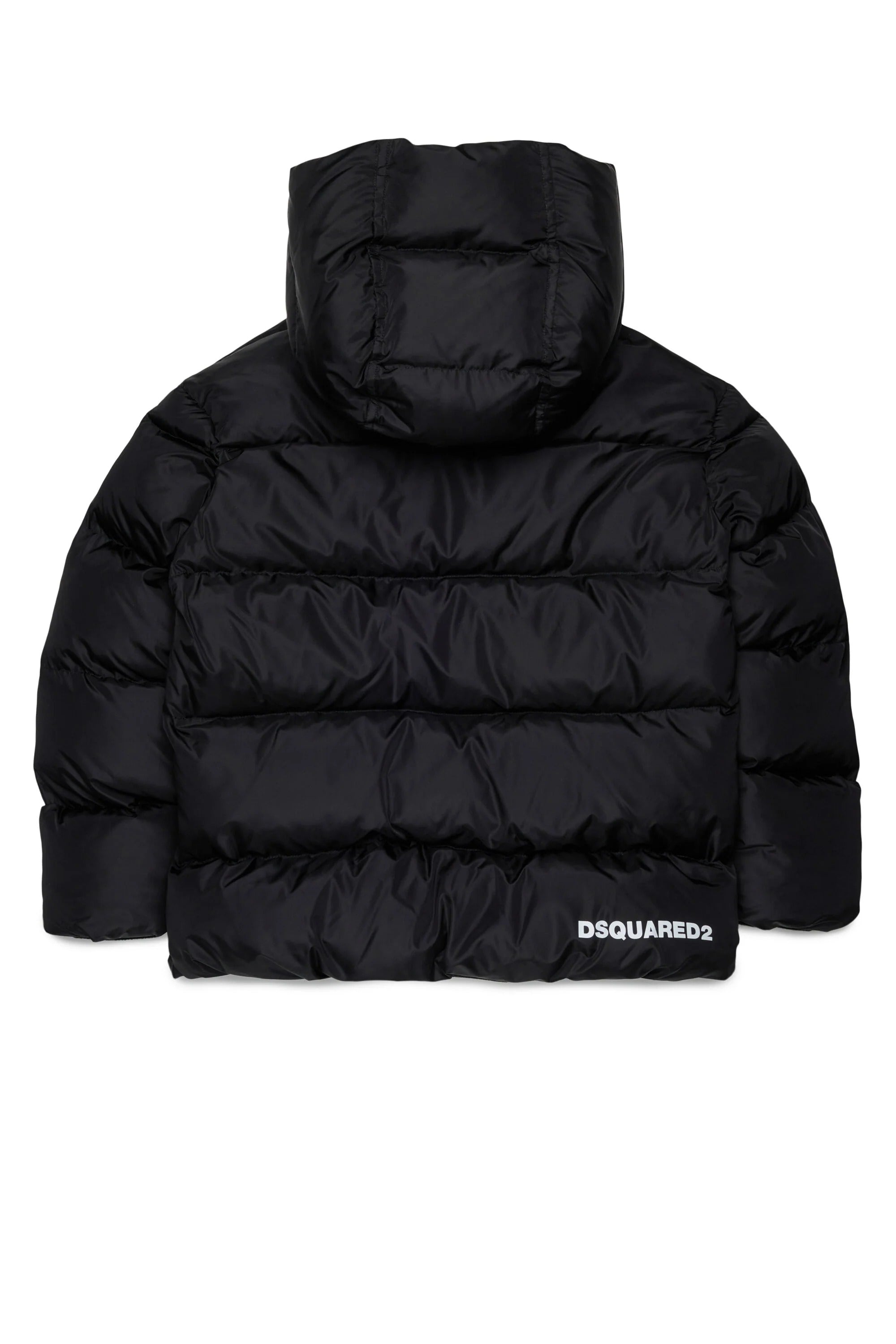 Giacca corta imbottita con cappuccio e logo DSQUARED2 nero DQ1090-D00BN DQ900 DSQUARED KID 