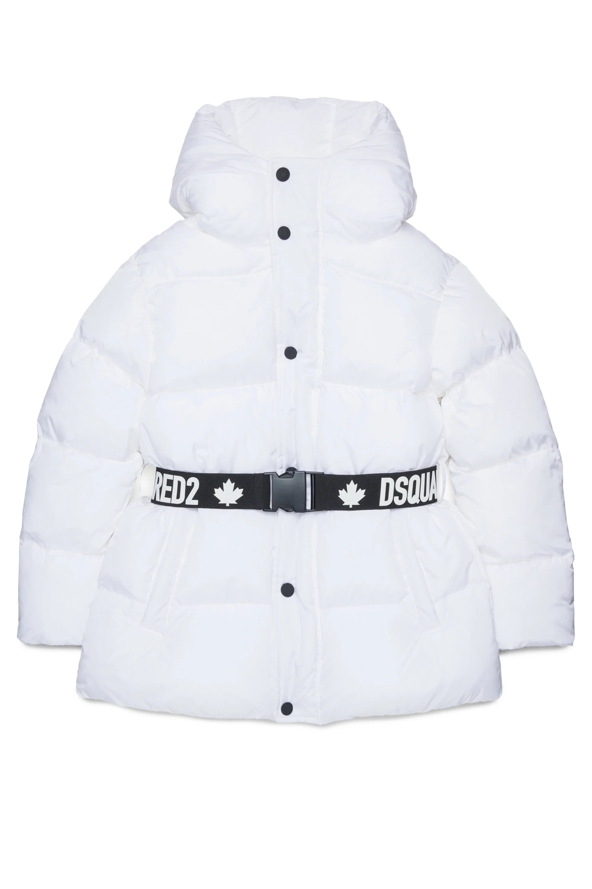 Giacca lunga imbottita con cintura di marca bianca DQ2439-D00BN DQ100 DSQUARED KID 