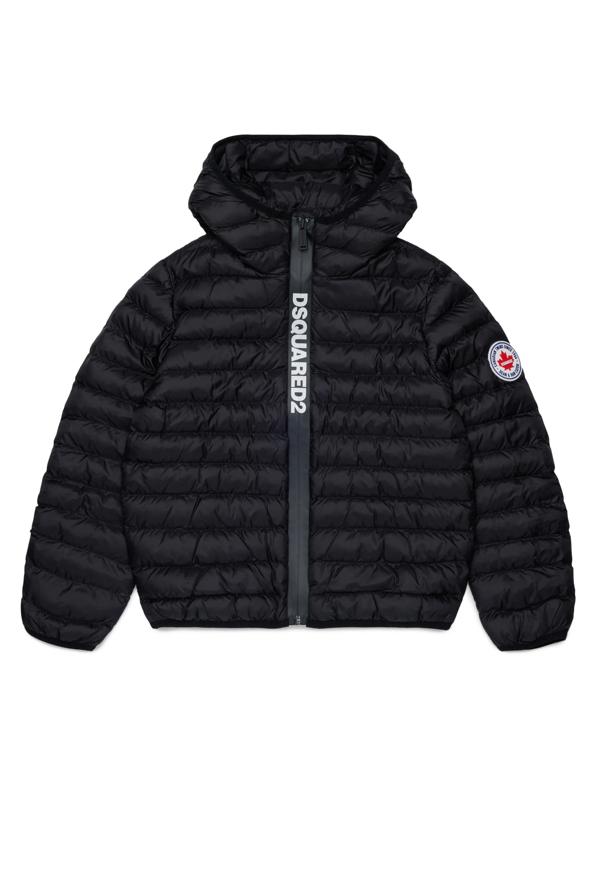 Giacca imbottita con logo stampato nera DQ3232-D0ABC DQ900 DSQUARED KID 