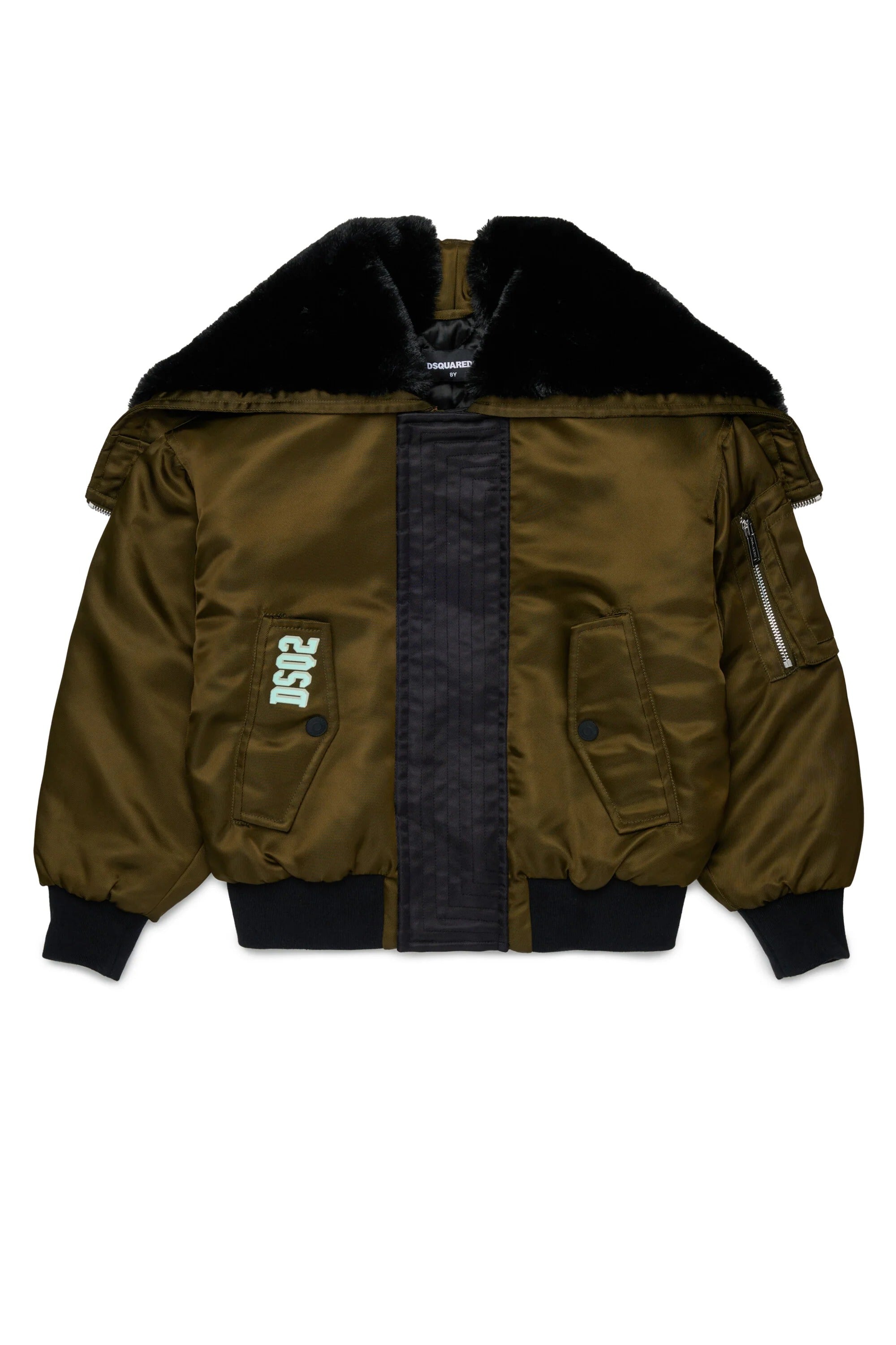 Giacca bomber con logo stampato verde DQ3412-D0AIB DQ558 DSQUARED KID 