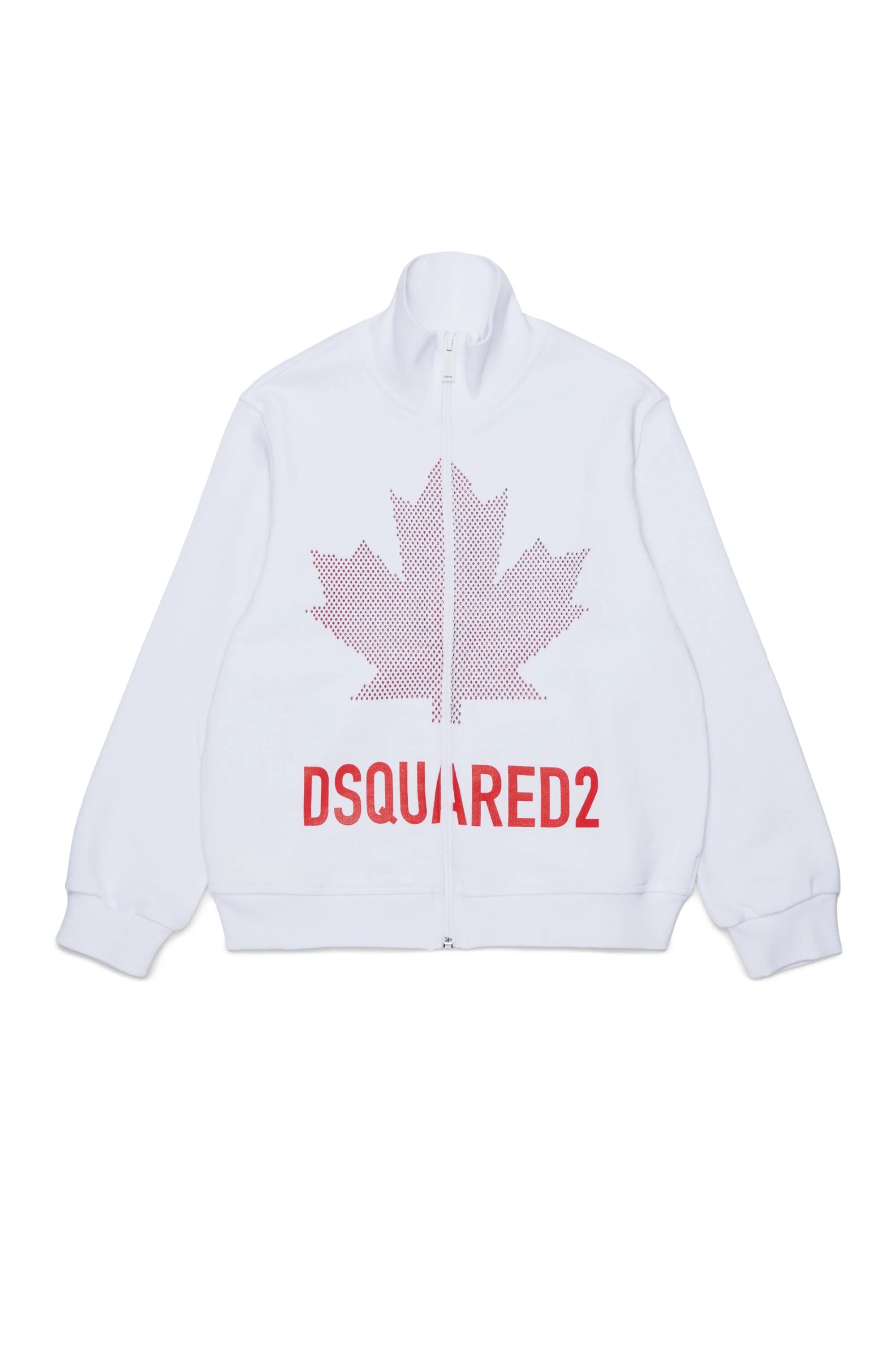 Felpa con zip integrale e logo bianca DQ3432-D0AJ6 DQ100 DSQUARED KID 