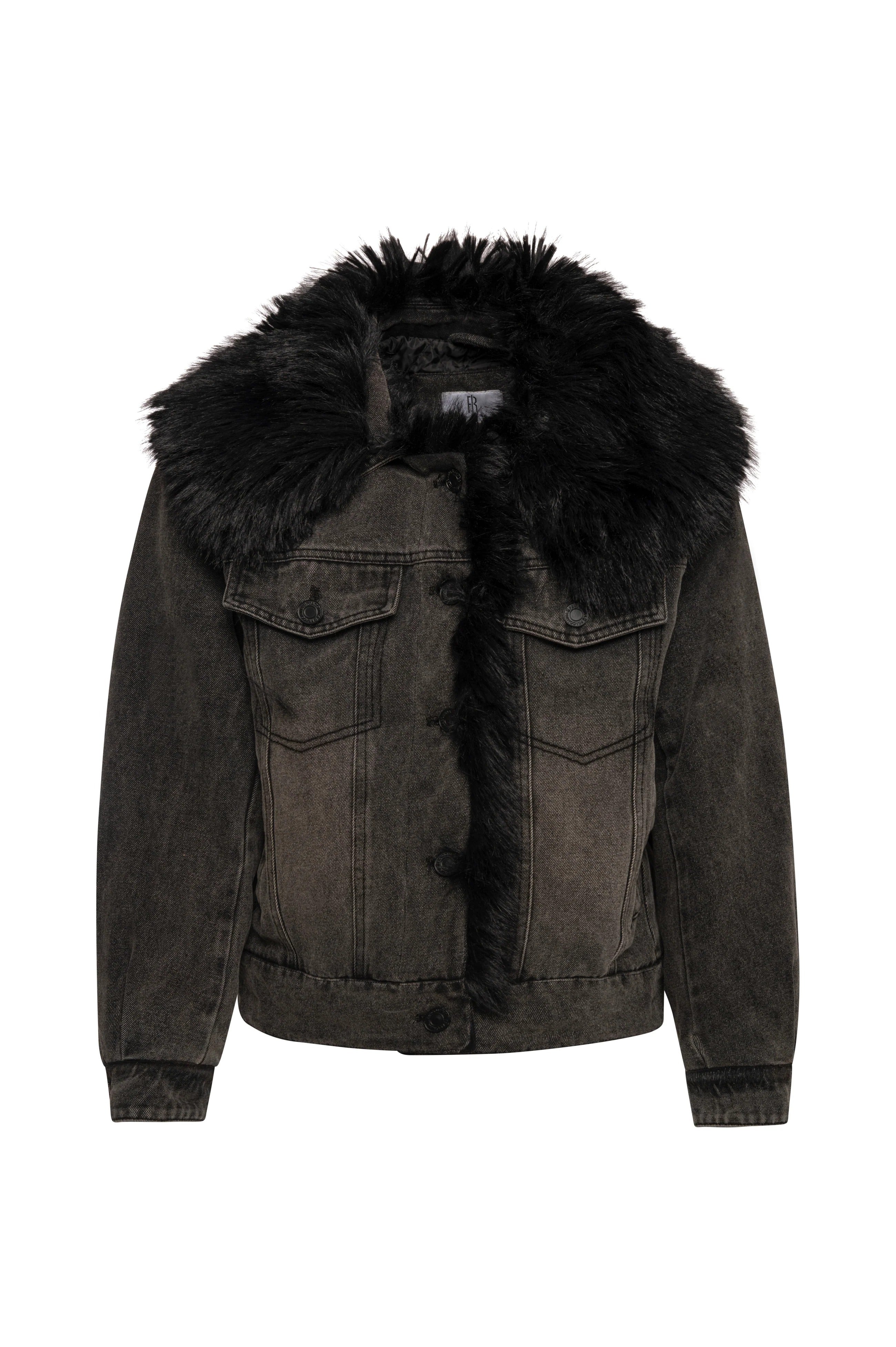 Giacca regular in denim black con lavaggio medio e con finta pelliccia FP26WJ4003D40993 M67 FRACOMINA 